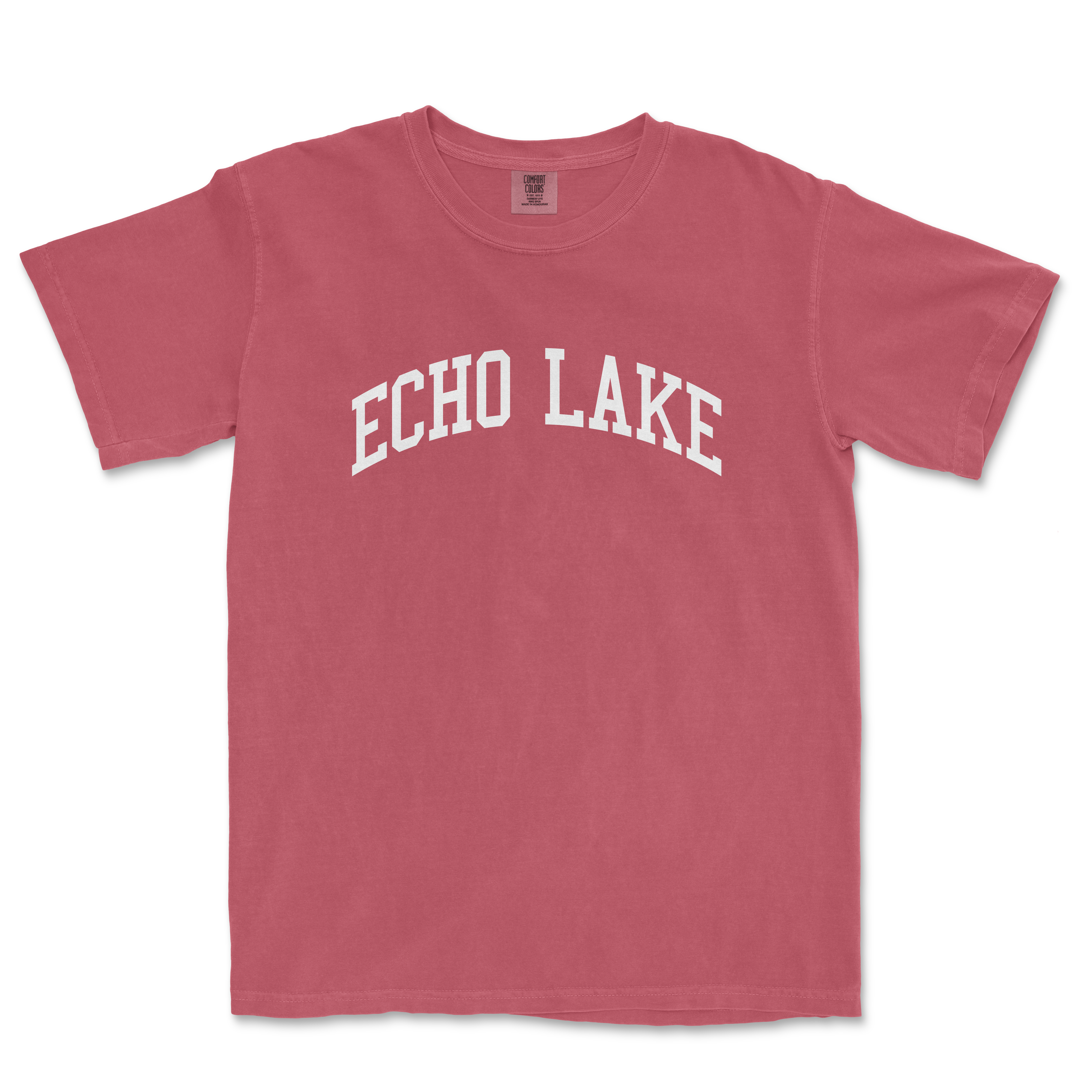 a red t - shirt with the word echo lake on it