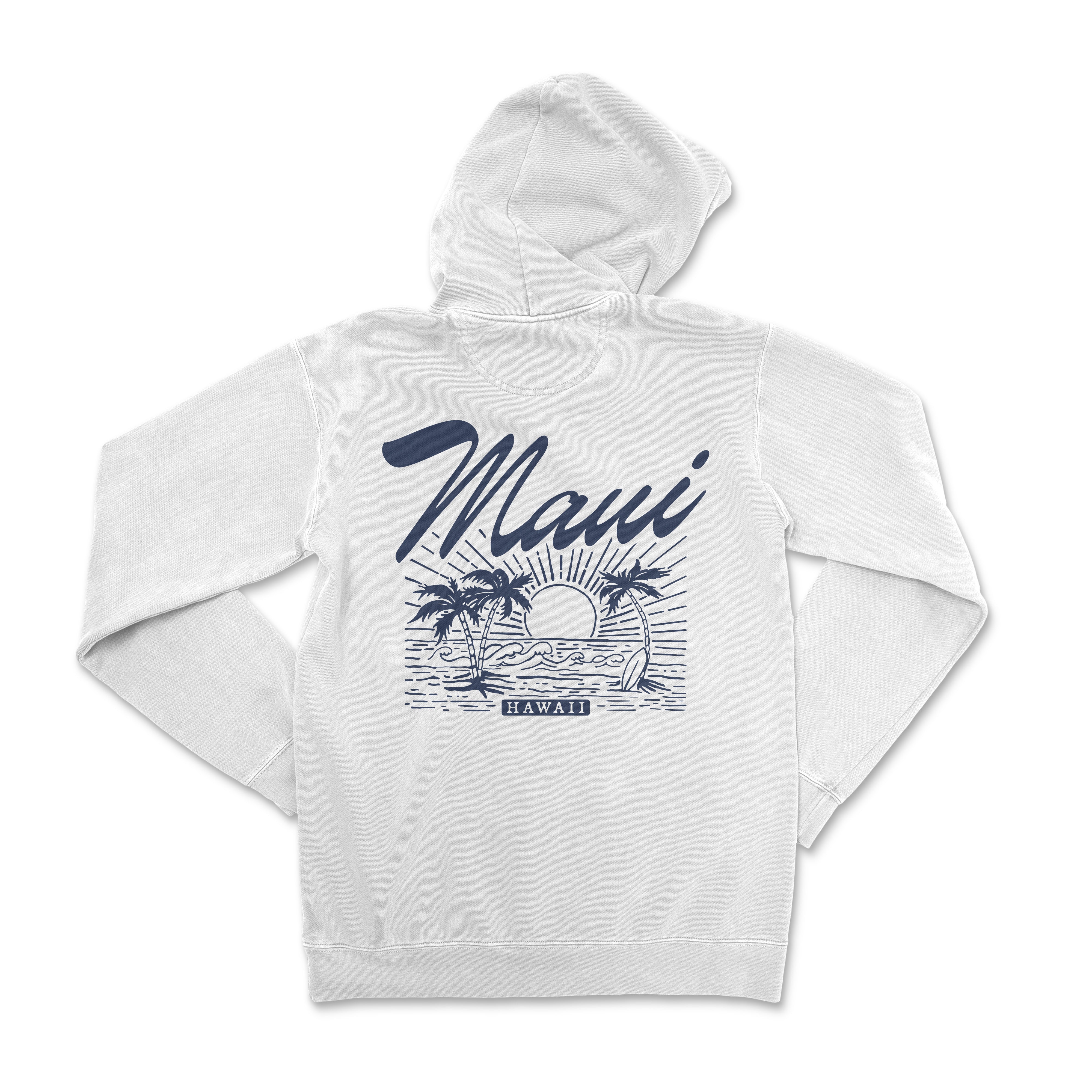 a white hoodie with the word hawaii printed on it