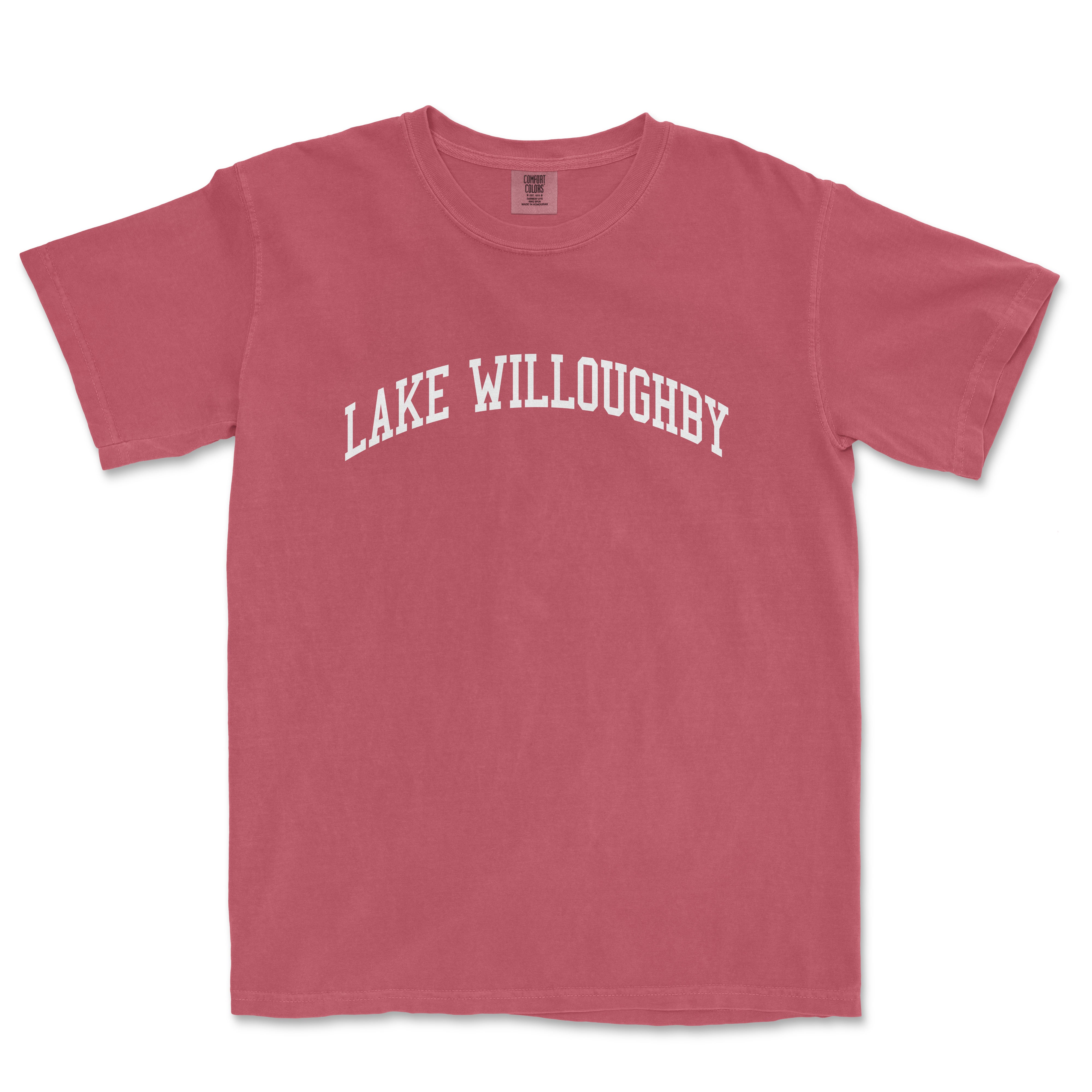 a red t - shirt with the words lake wildoughy printed on it