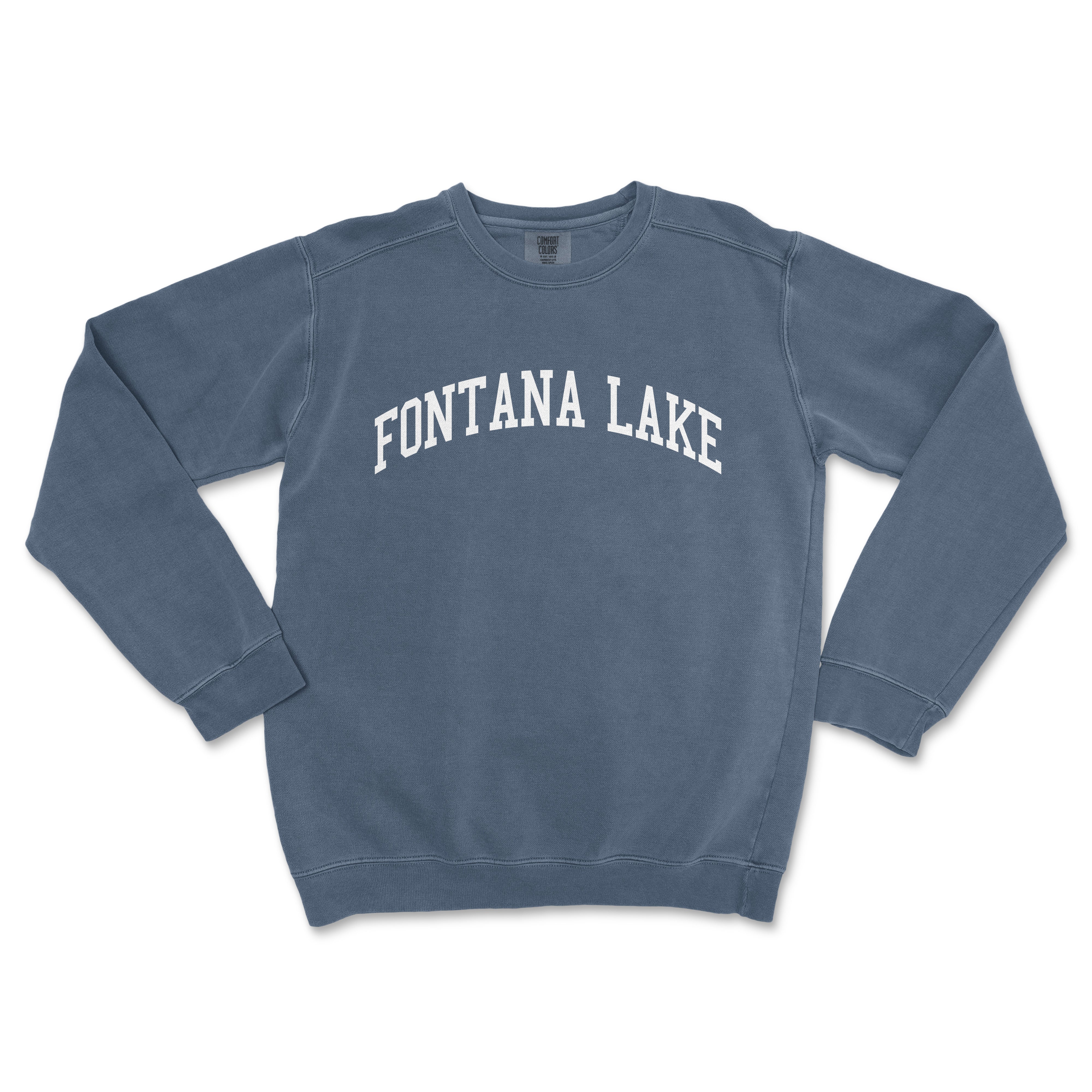 a blue sweatshirt with the word fountain lake on it