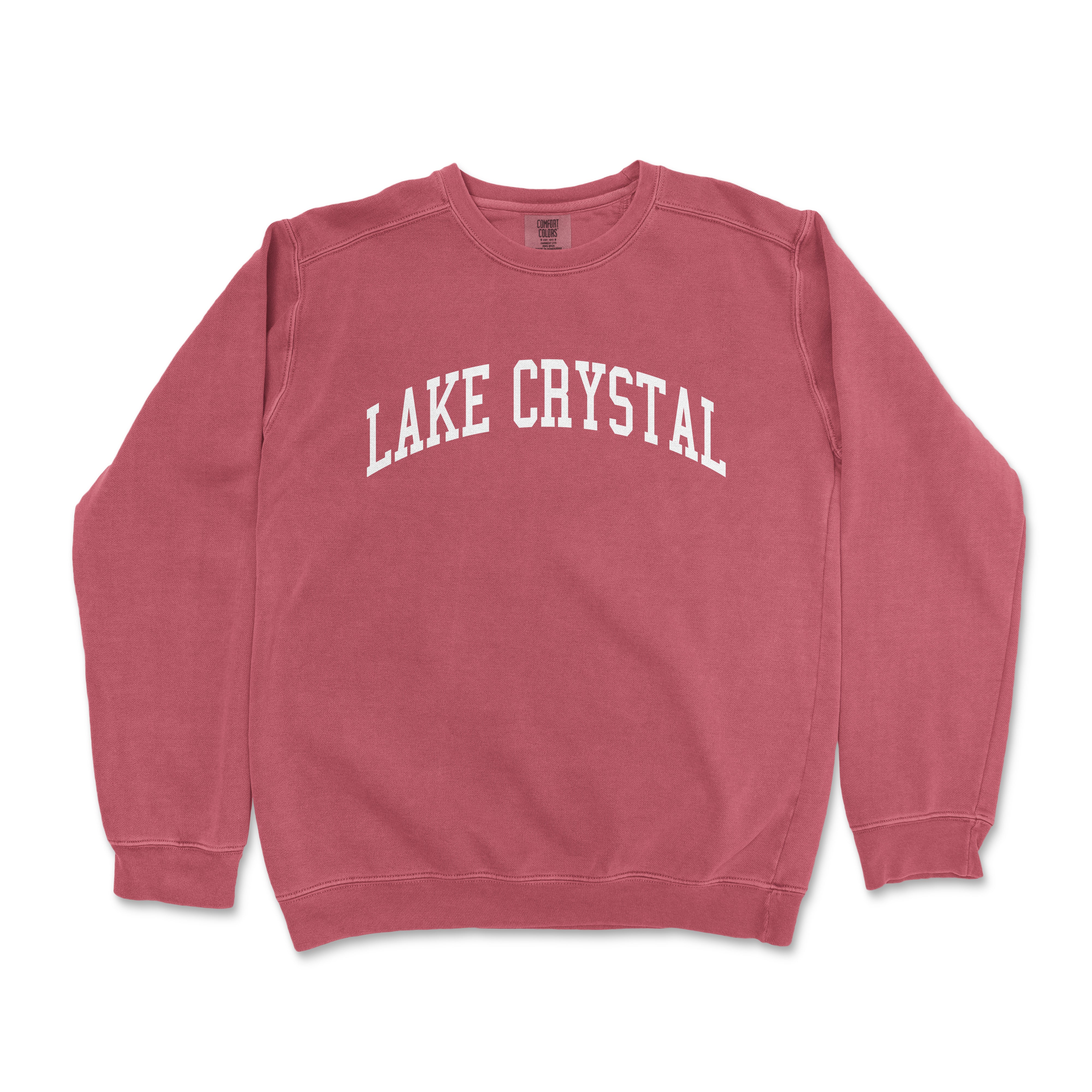 a red sweatshirt with the words lake crystal on it