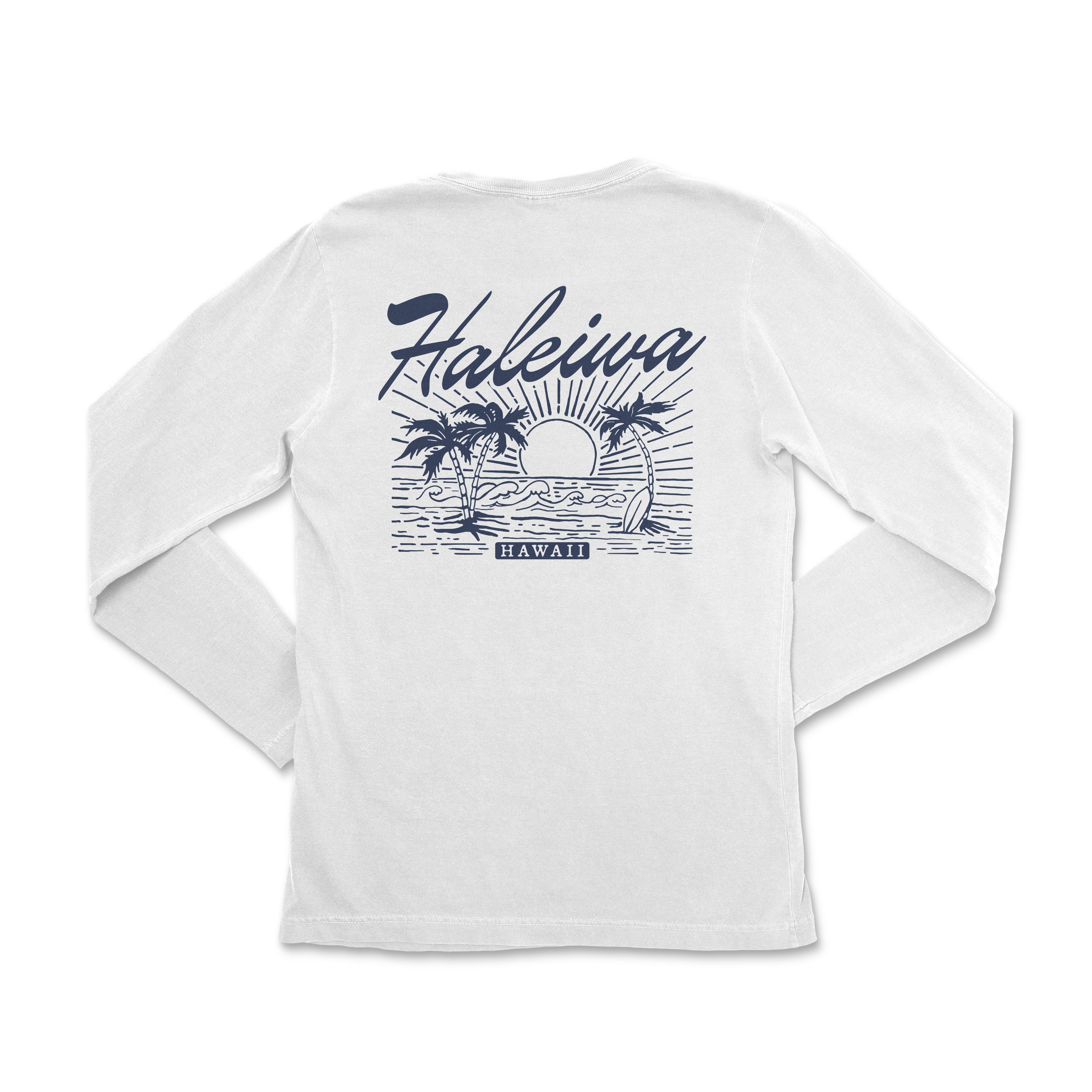 a white long sleeve shirt with the words haleuna on it