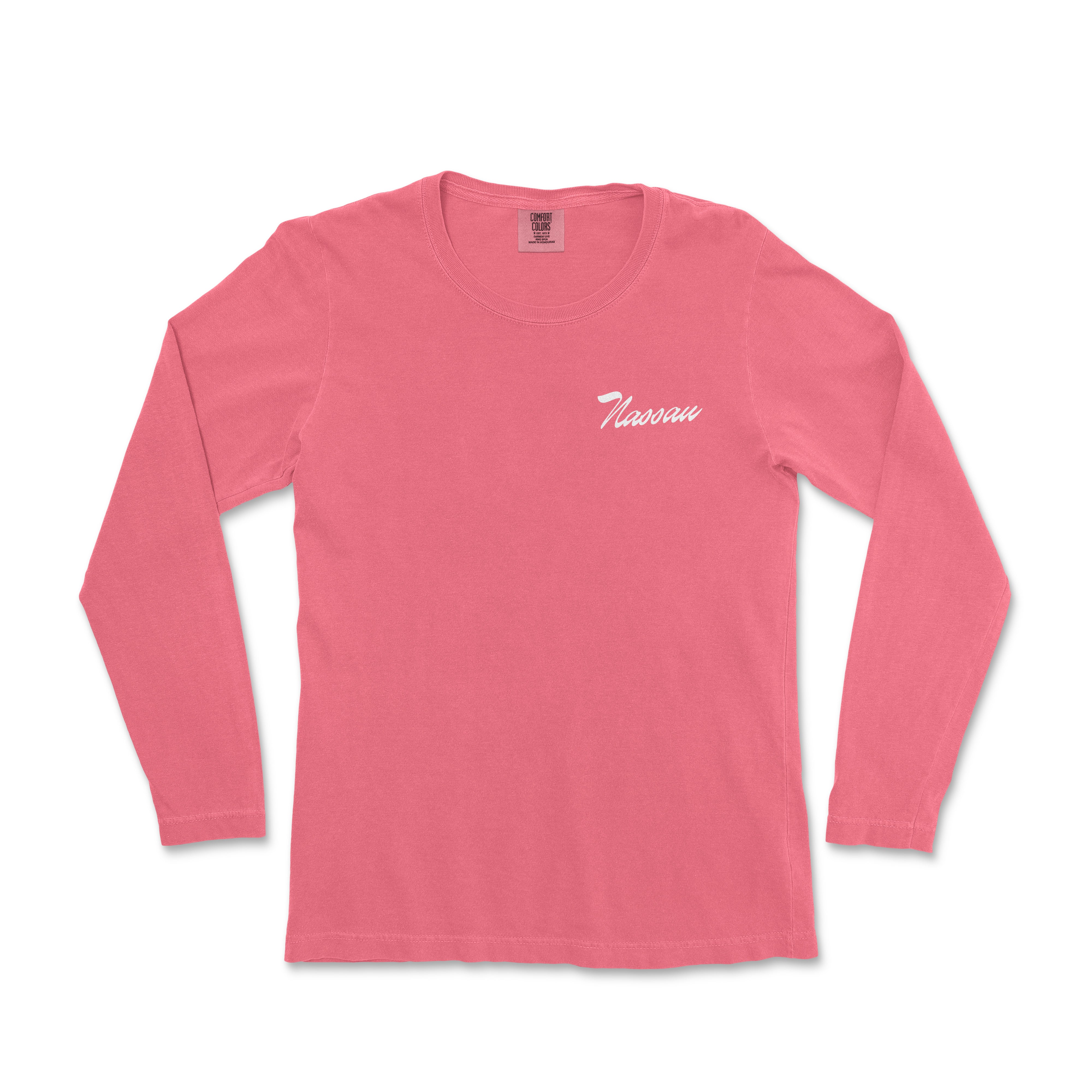 a women's pink long sleeve shirt with the word glamour on it