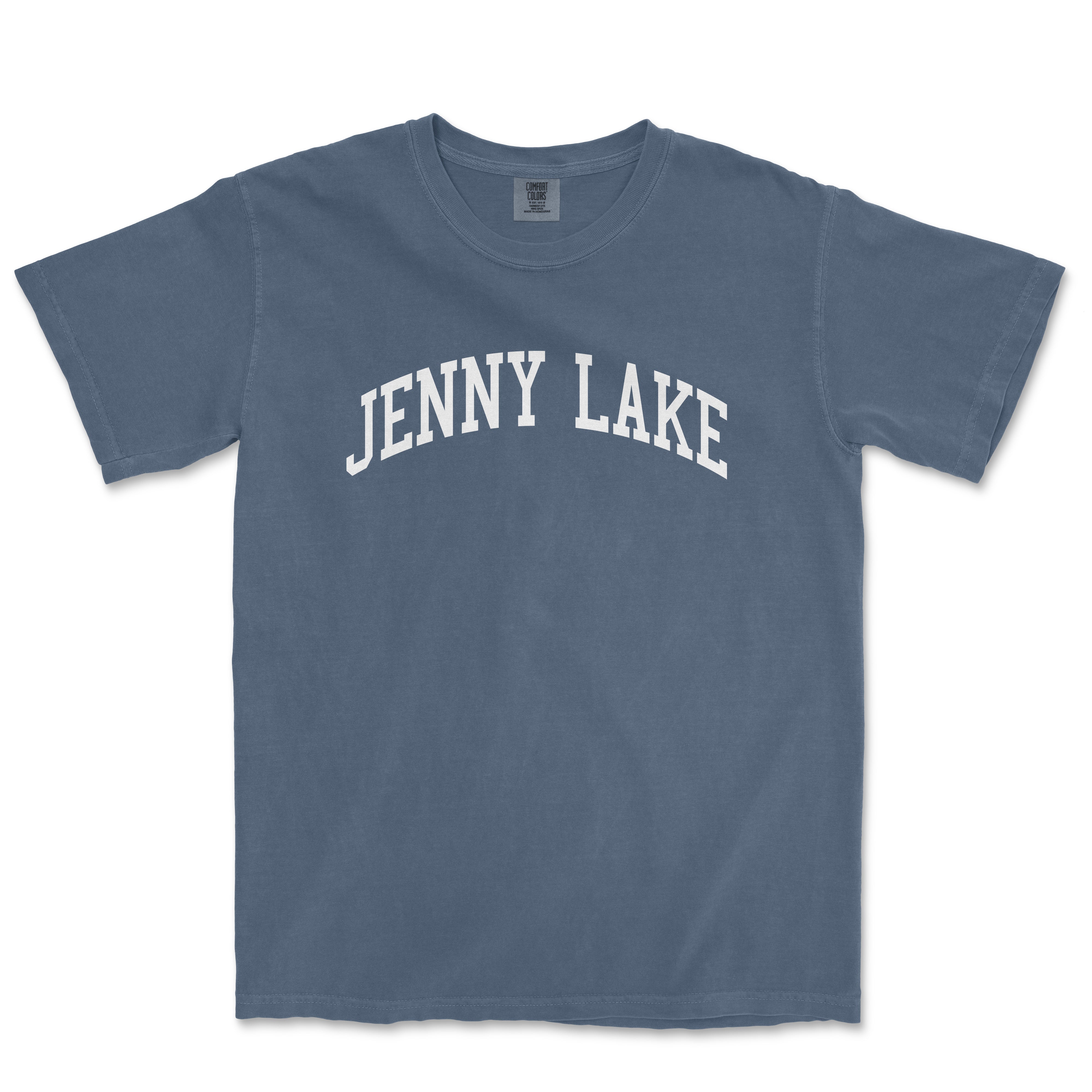 a blue t - shirt with the word jenny lake printed on it