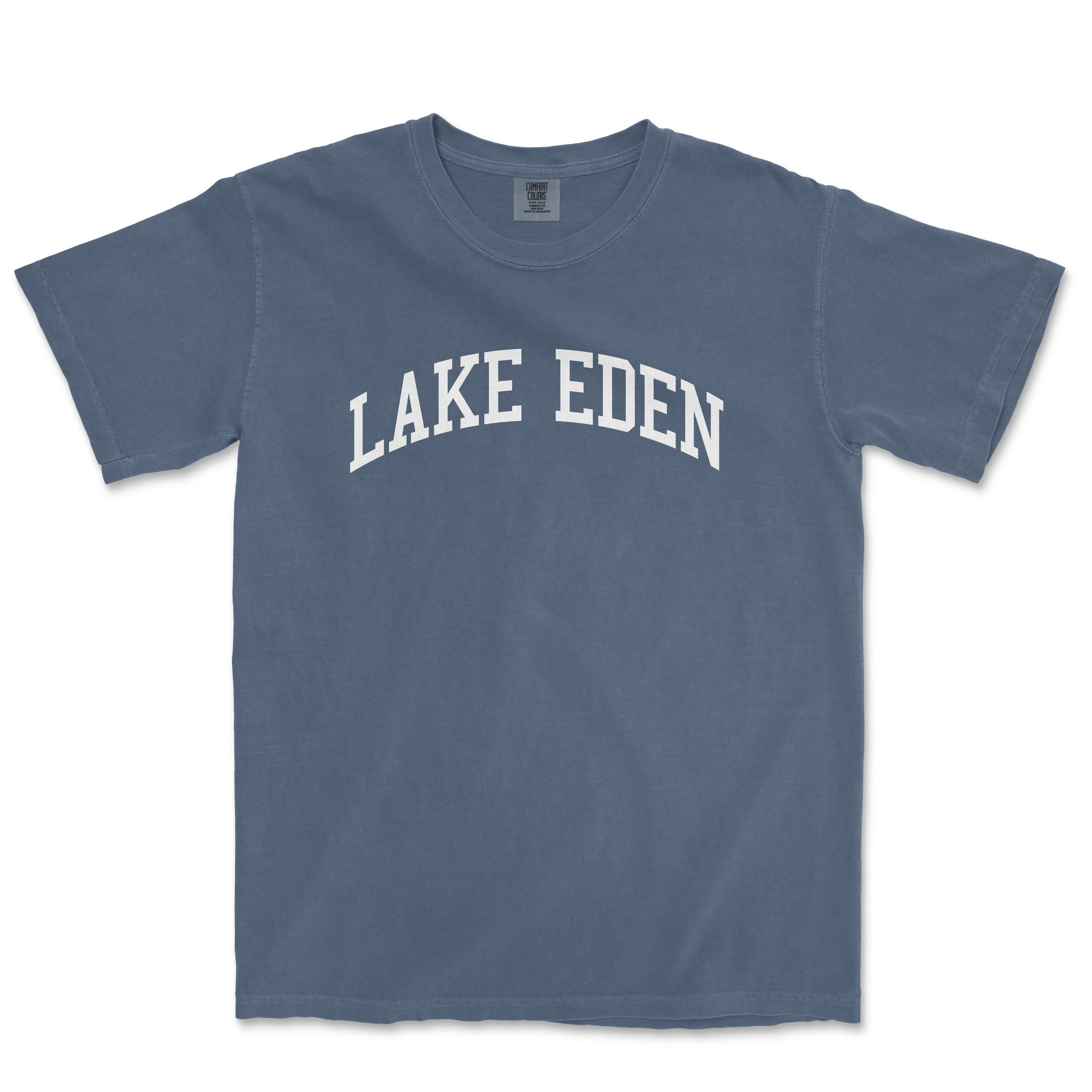 a blue lake eden t - shirt with the word lake eden on it