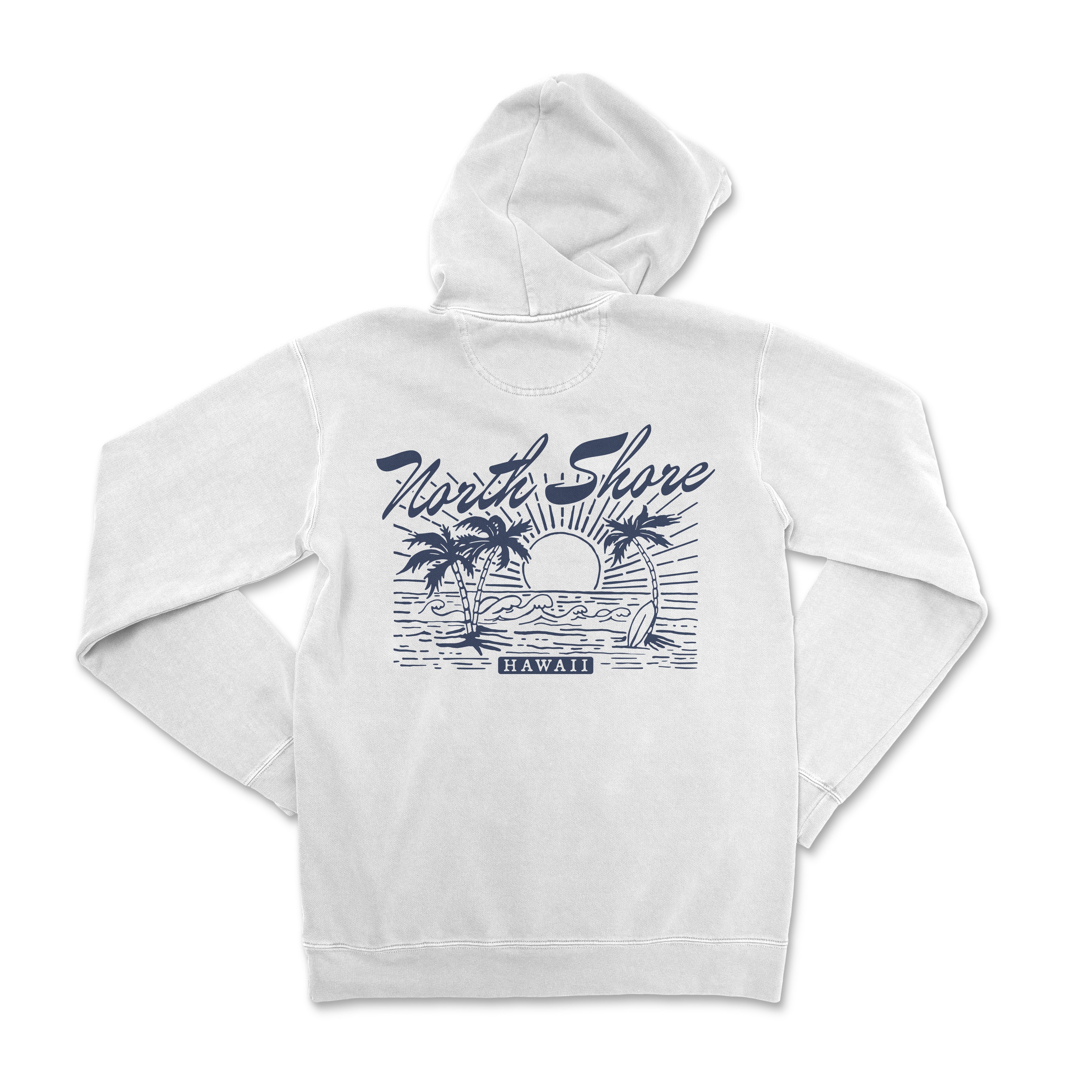 a white hoodie with a palm tree on it