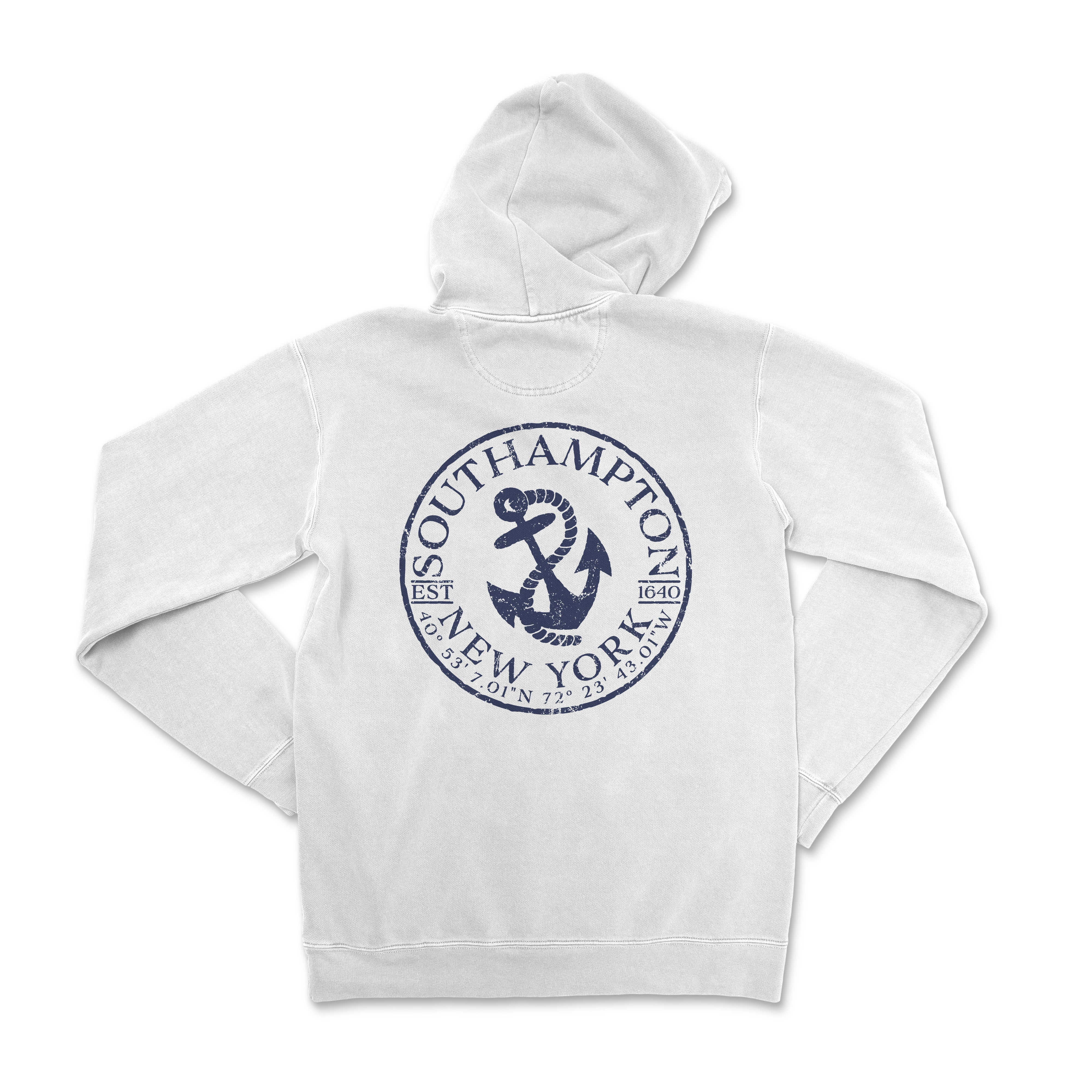 a white hoodie with an anchor on it