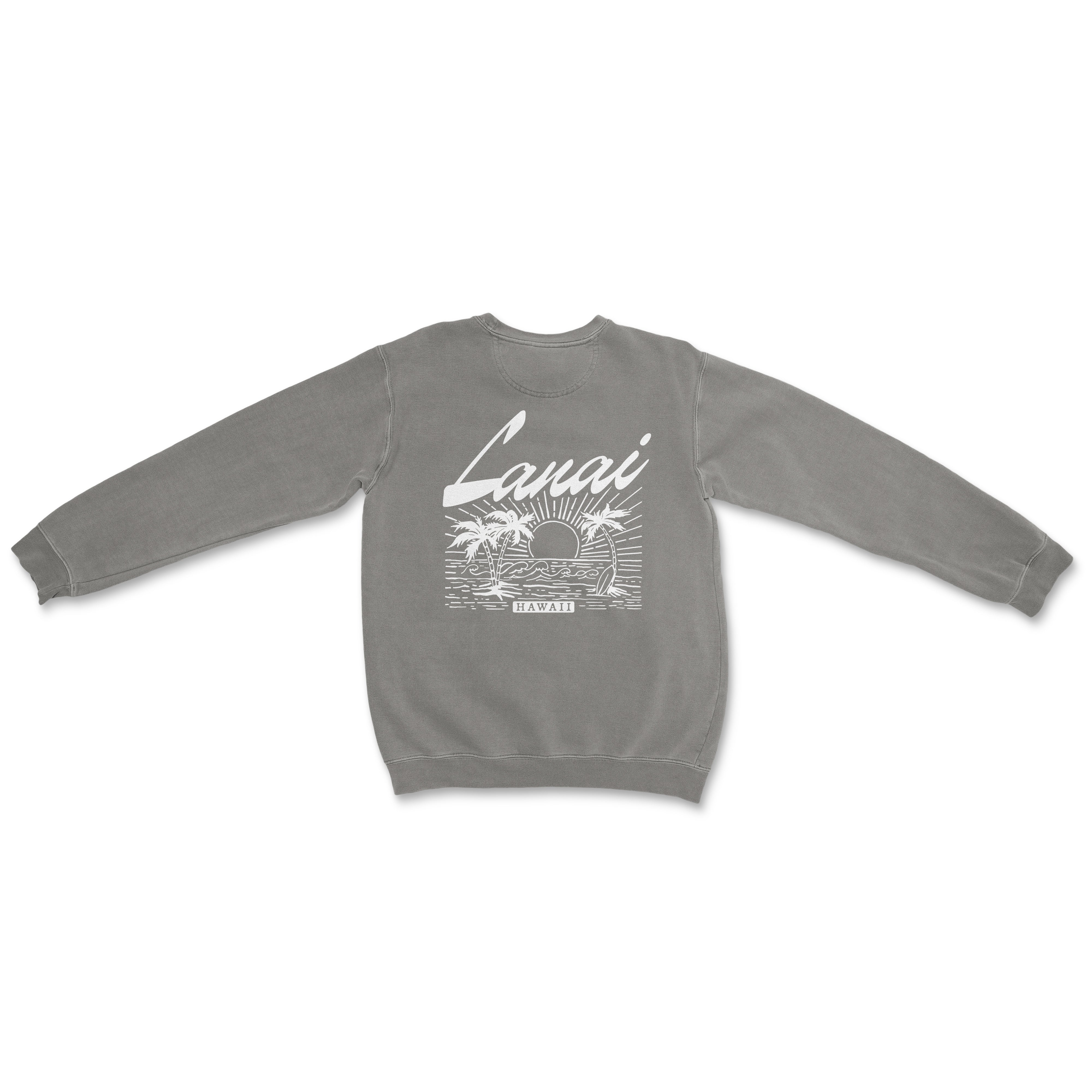 a gray sweatshirt with a palm tree on it