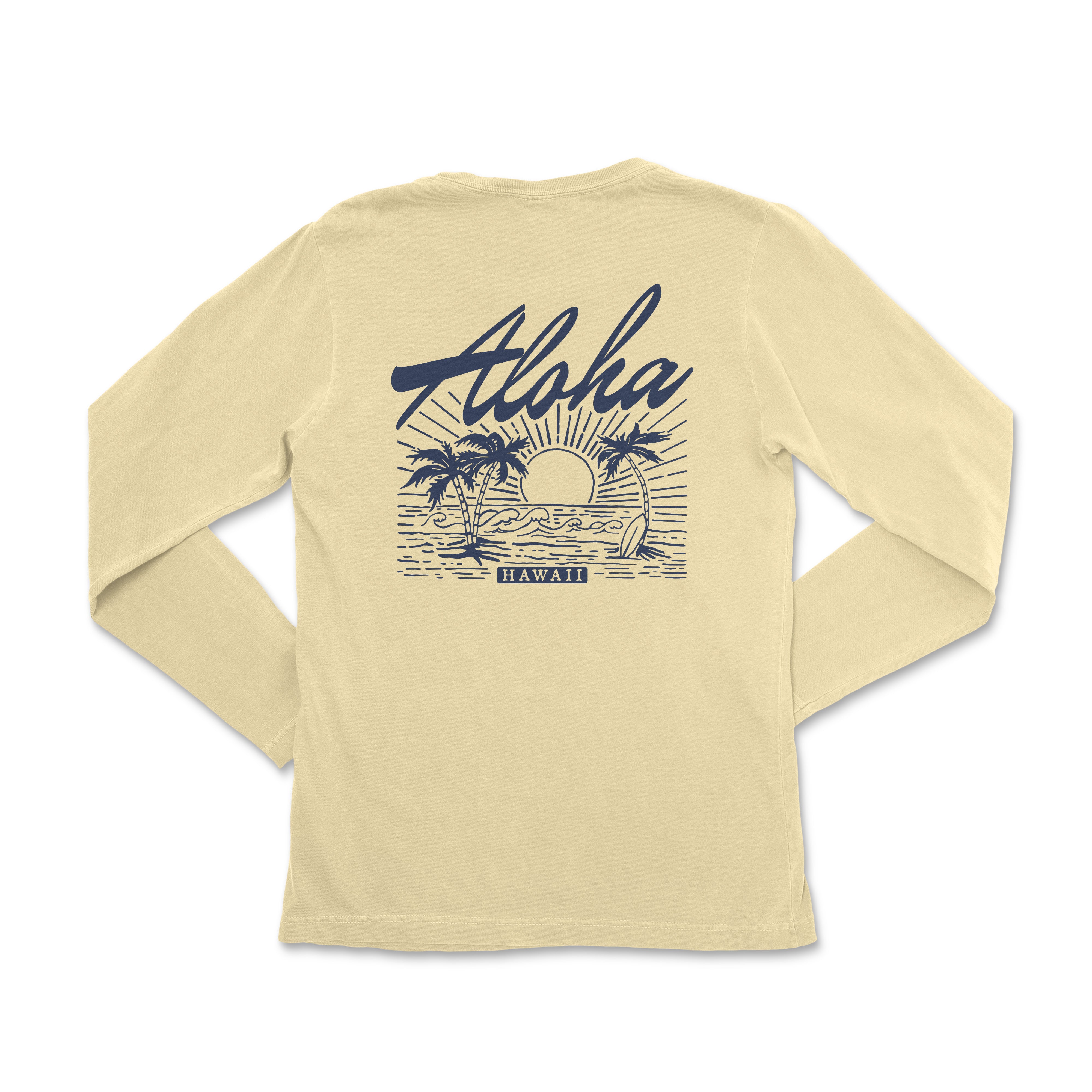 a women's long sleeve shirt with the words aloha on it