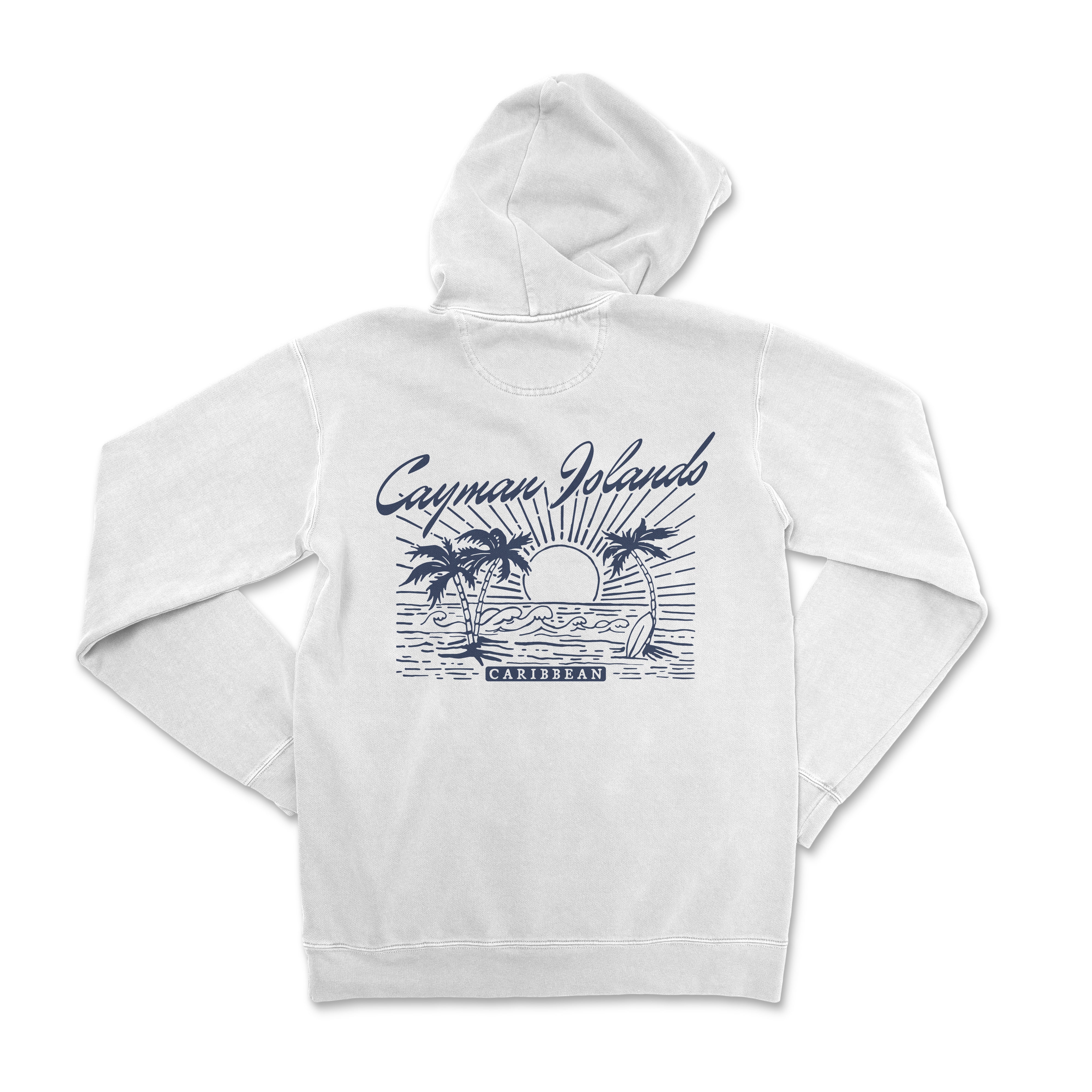 a white hoodie with a palm tree on it