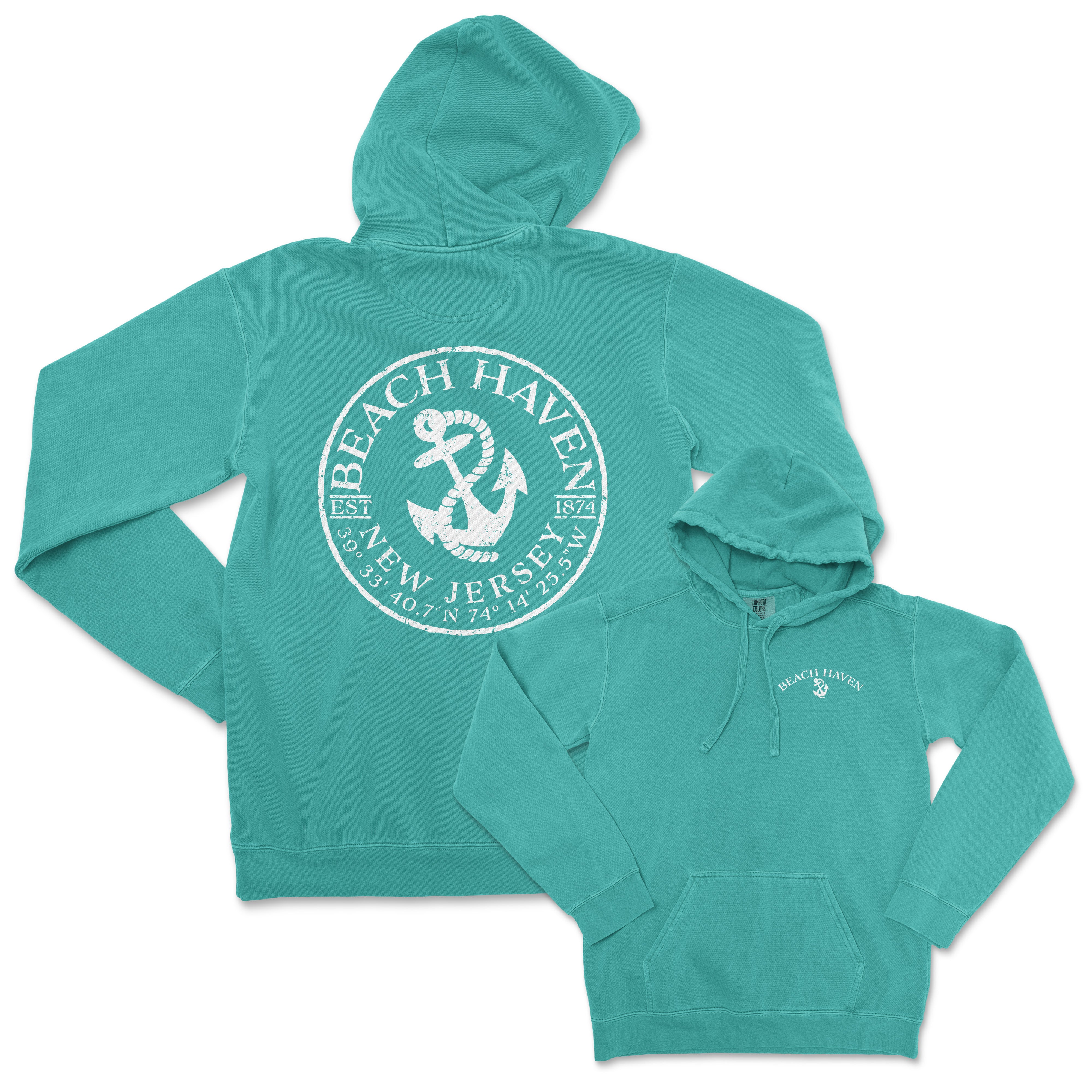 a green hoodie with an anchor on it