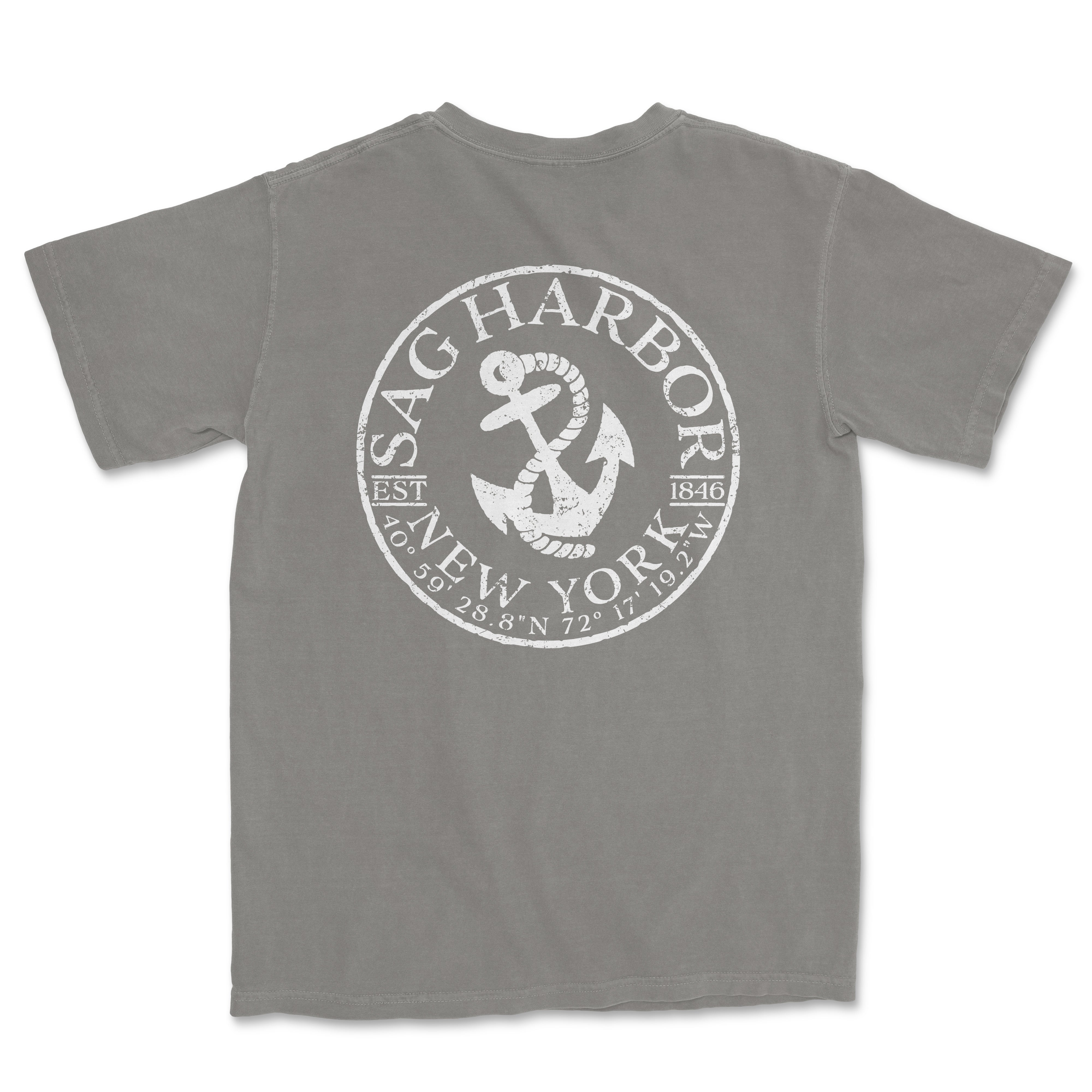 a gray t - shirt with a white anchor on it