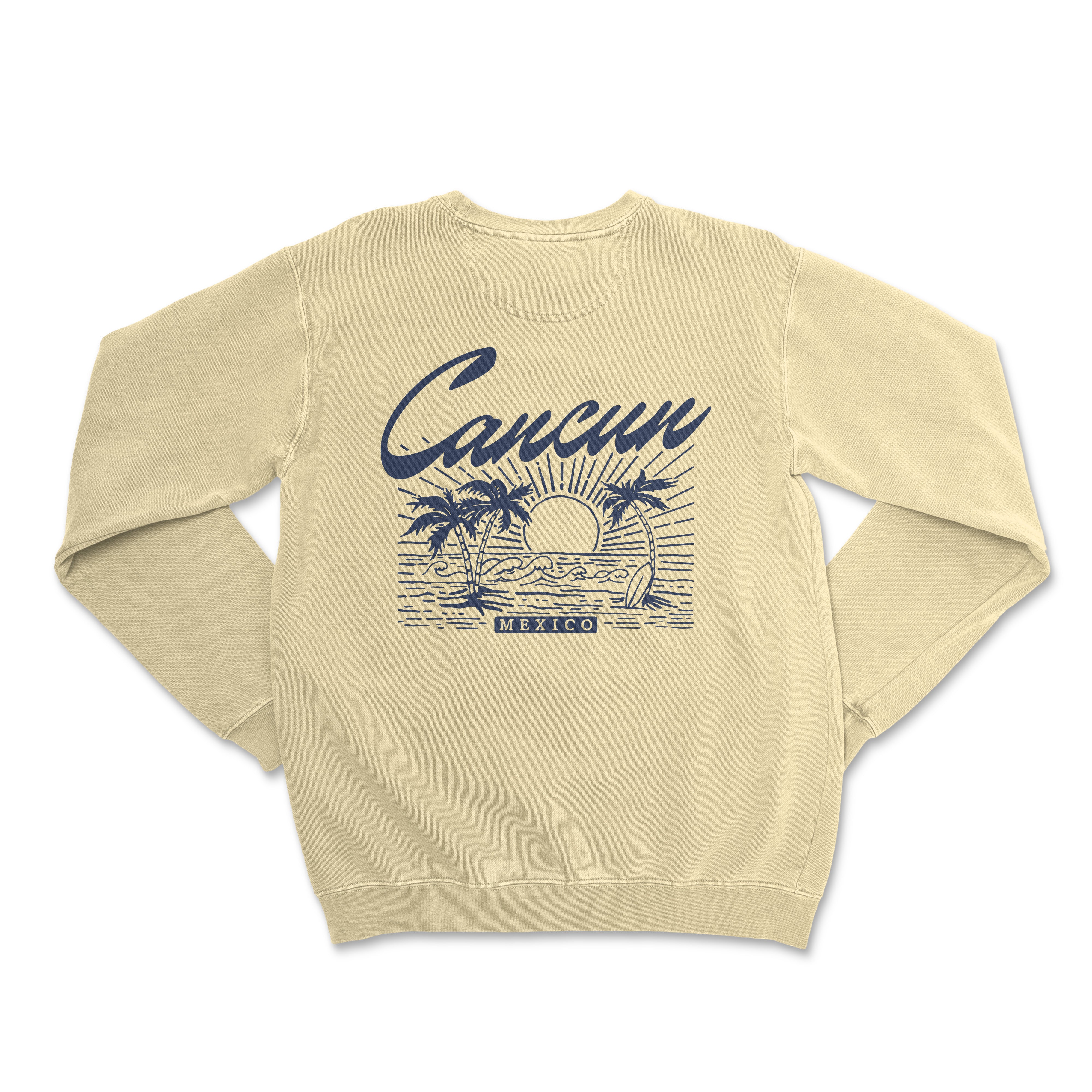 a cream sweatshirt with the words cancu on it