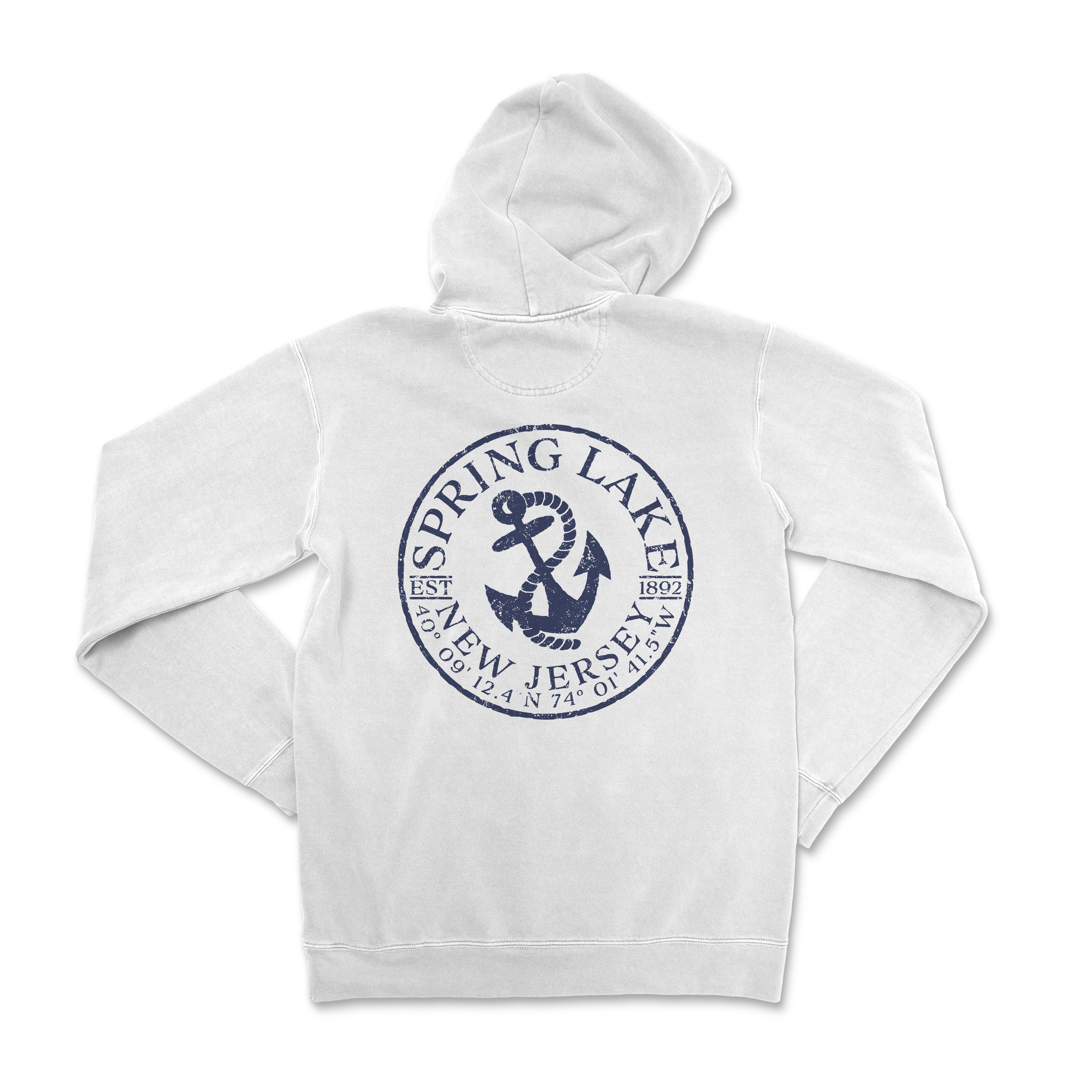 a white hoodie with an anchor on it