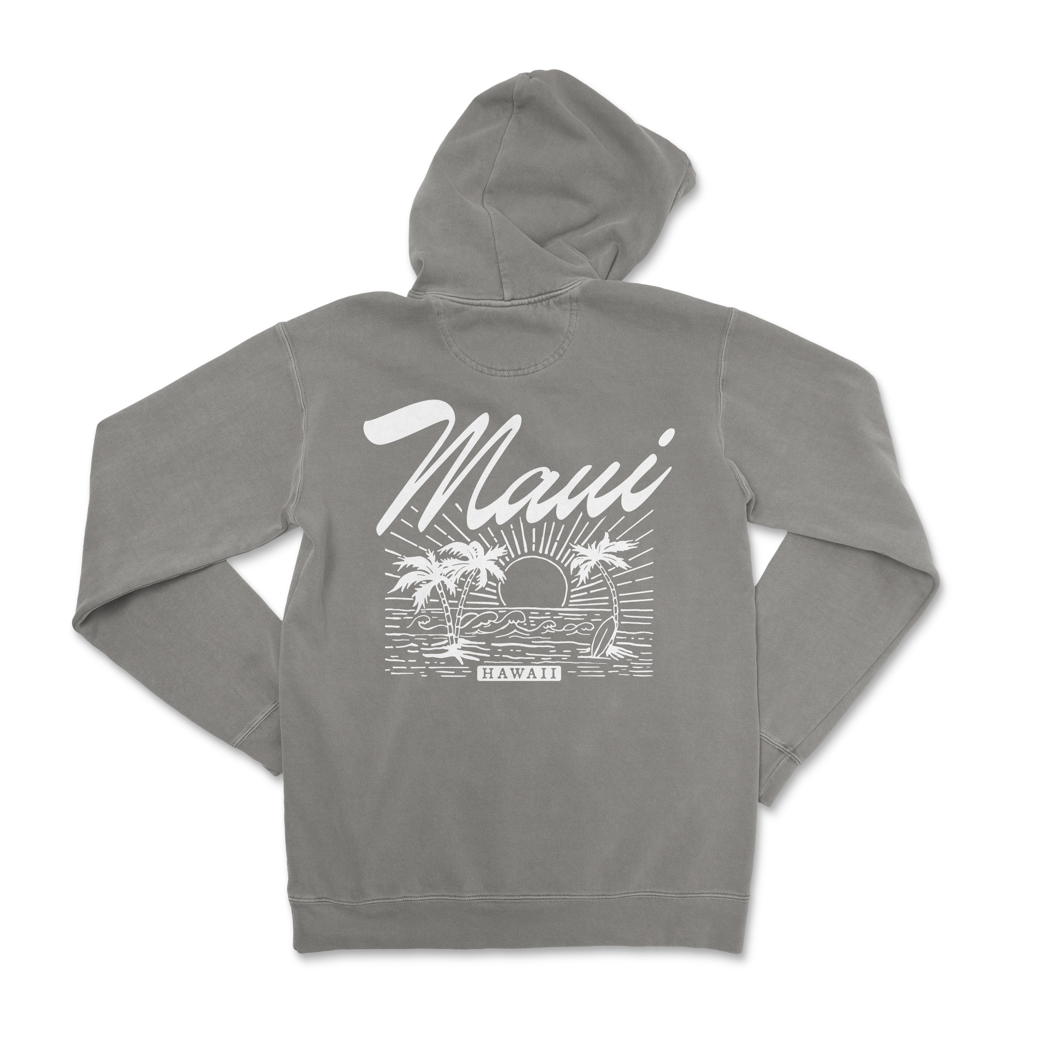 a gray hoodie with the word hawaii printed on it