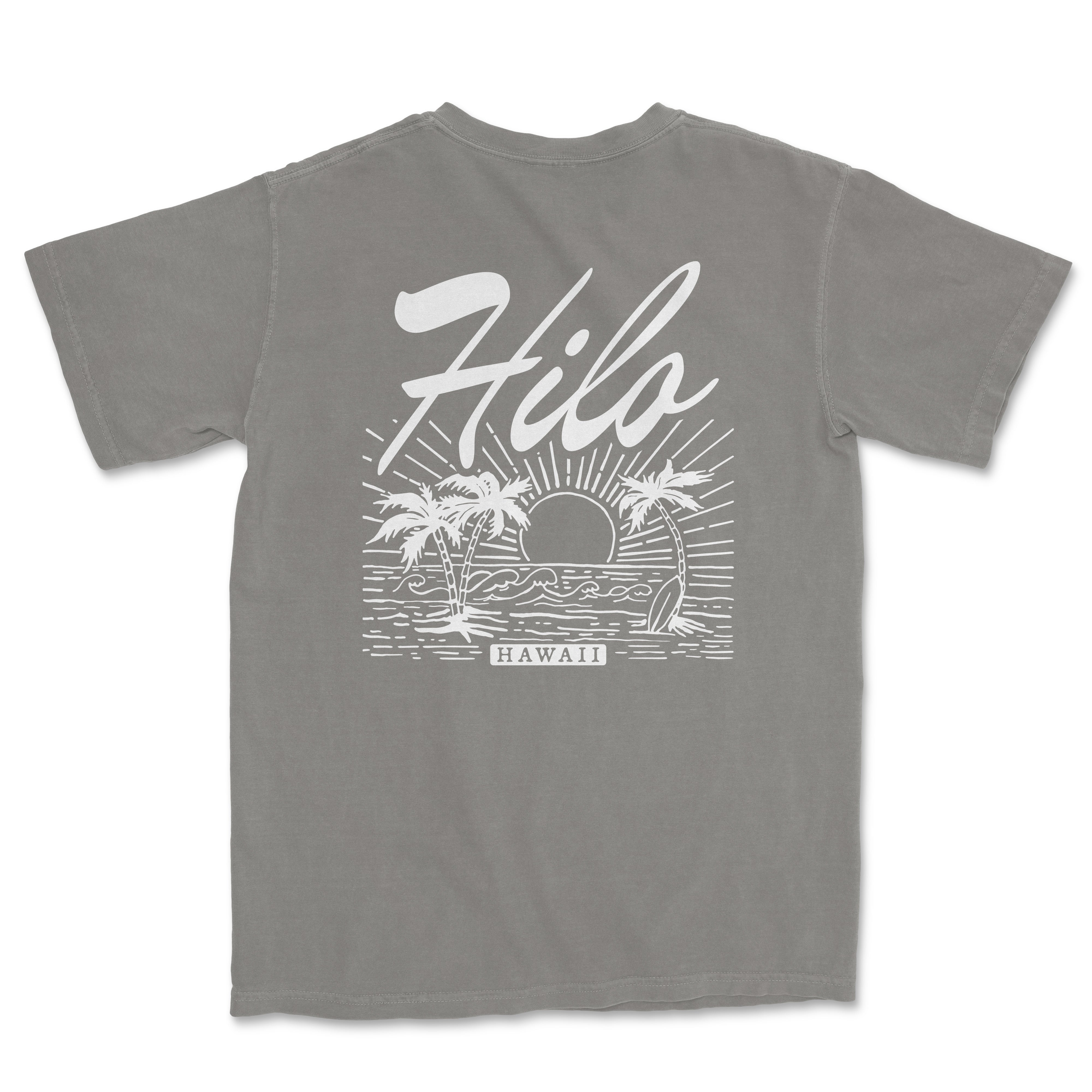 a gray shirt with the words hilo on it