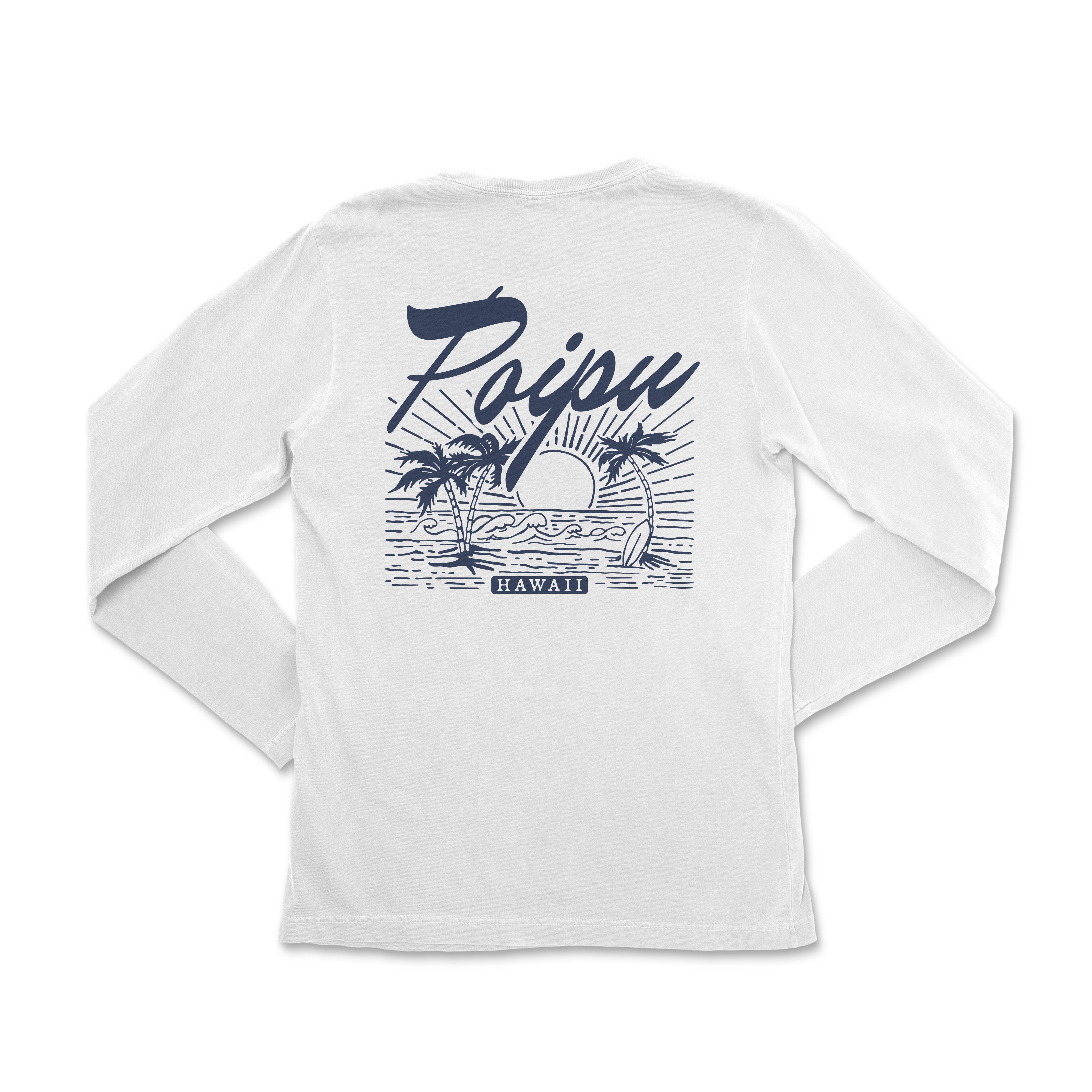 a white long - sleeved shirt with the words enjoy on it