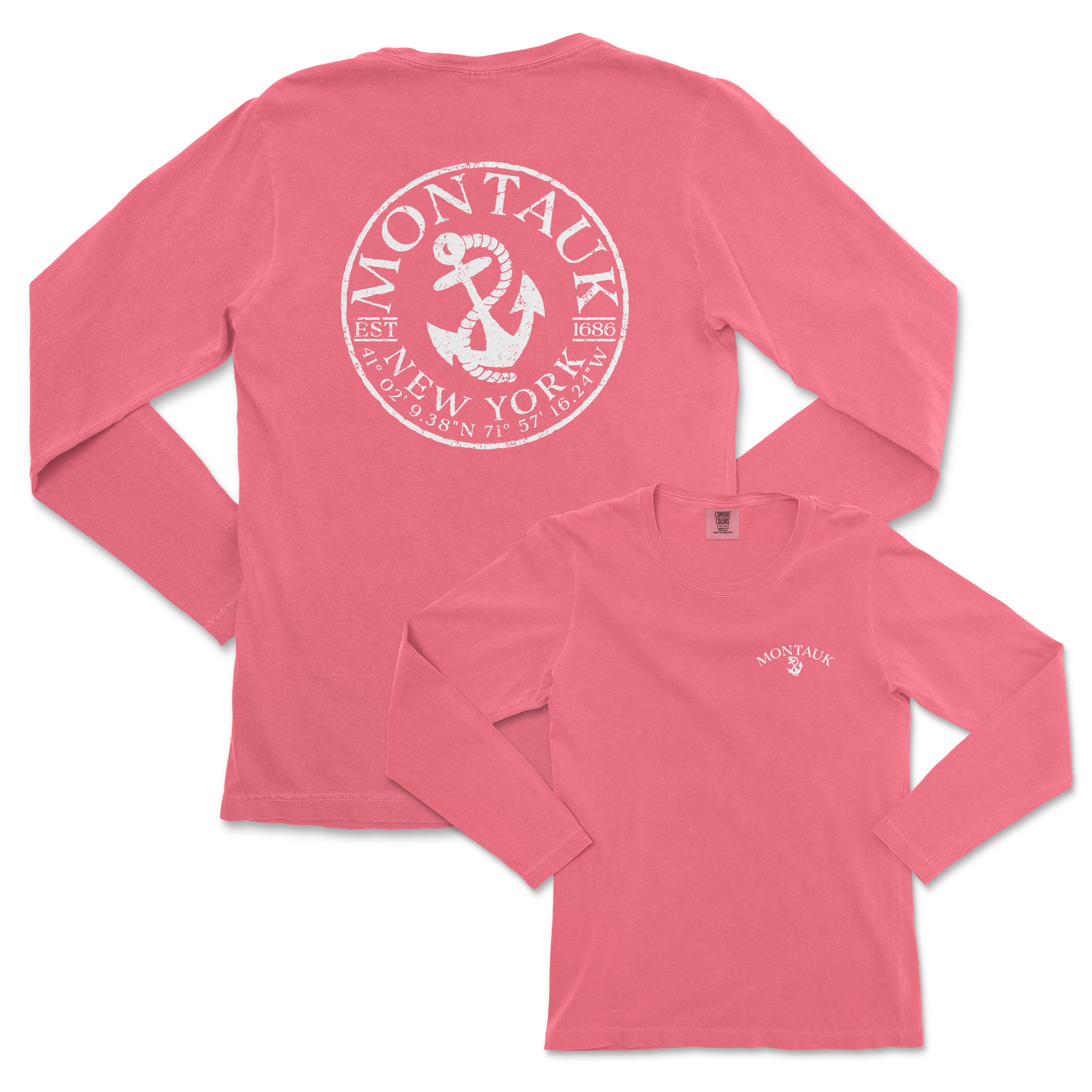 a pink long sleeve shirt with an anchor on it