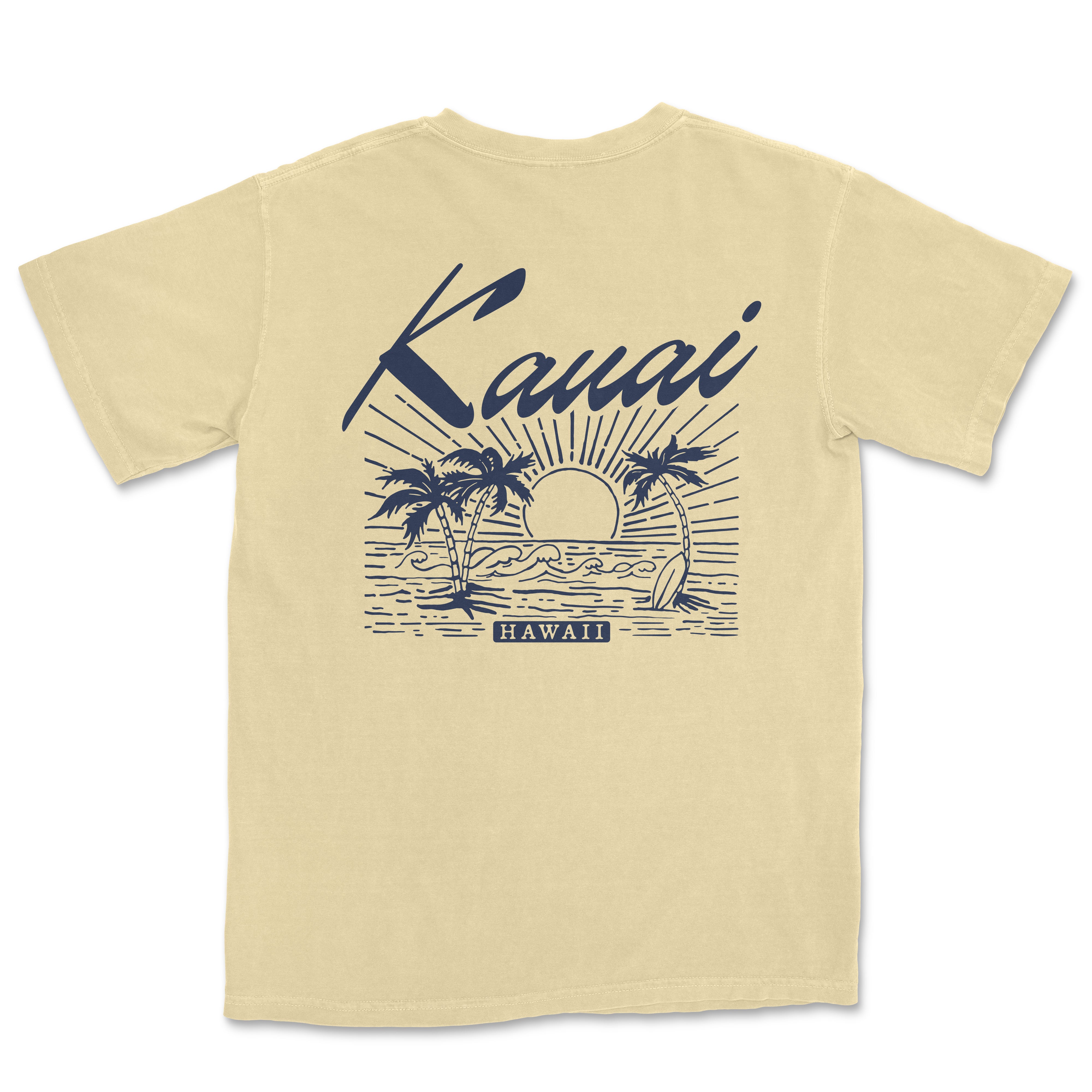 a t - shirt with the words kauai on it