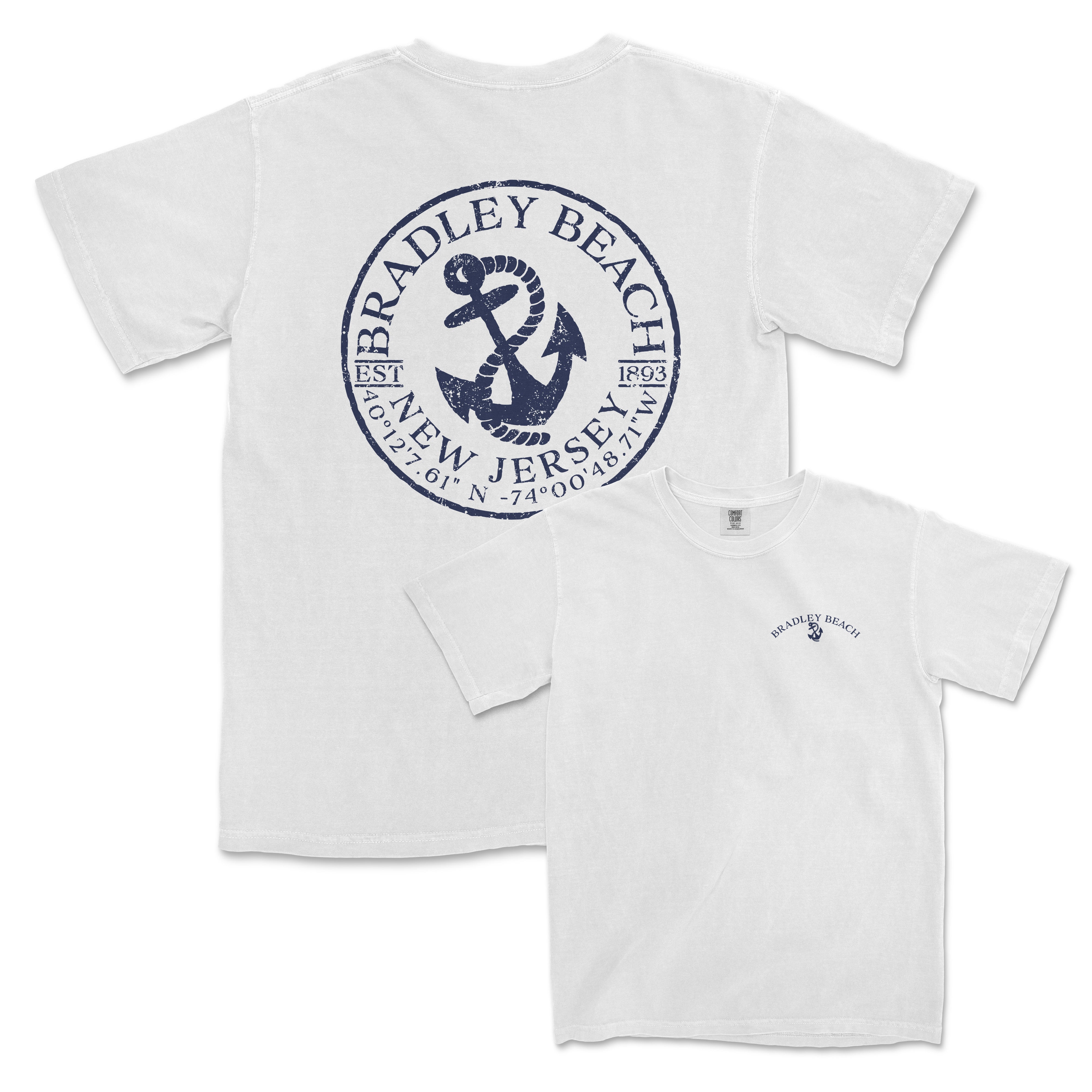 a white t - shirt with a blue anchor on it