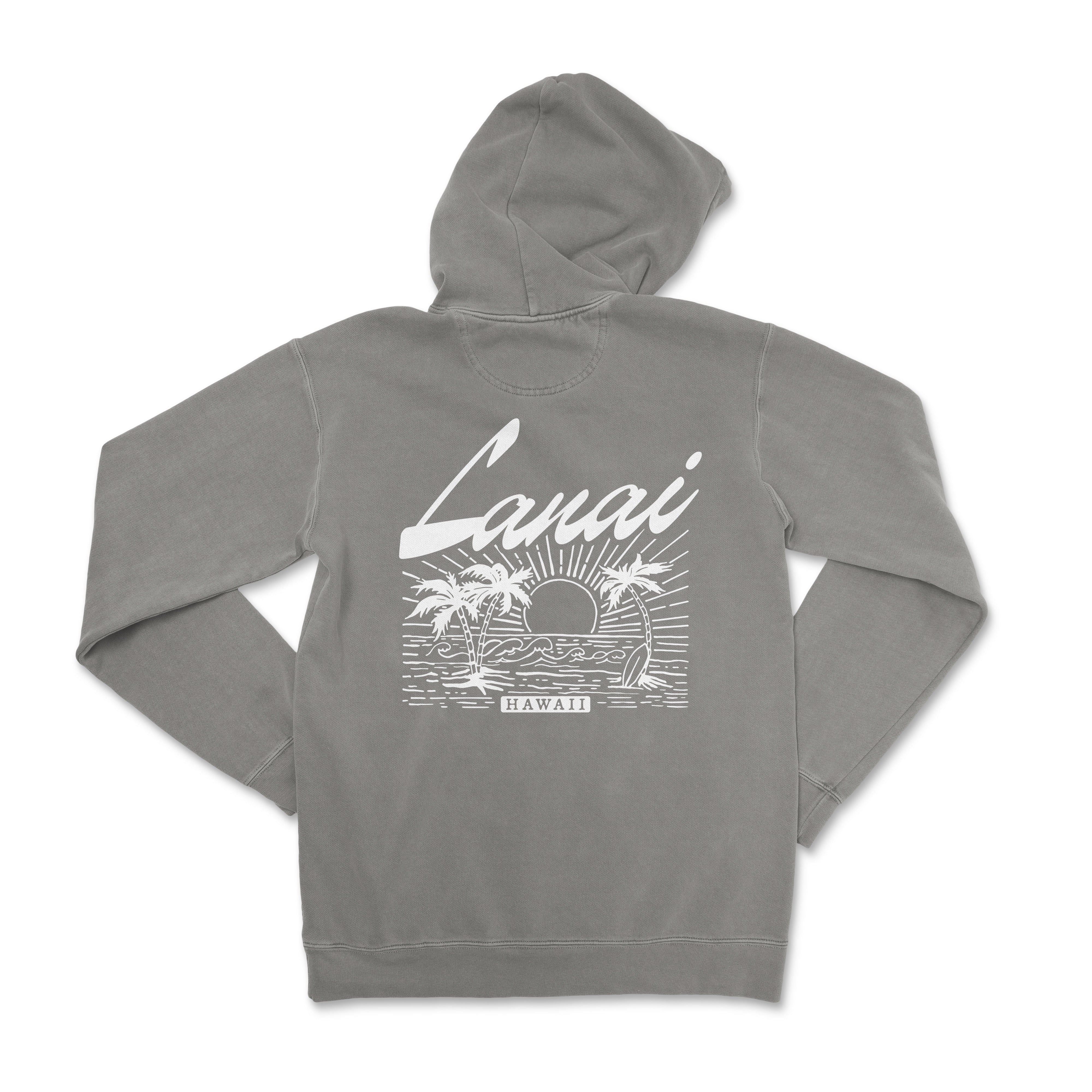 a gray hoodie with the words hawaii printed on it