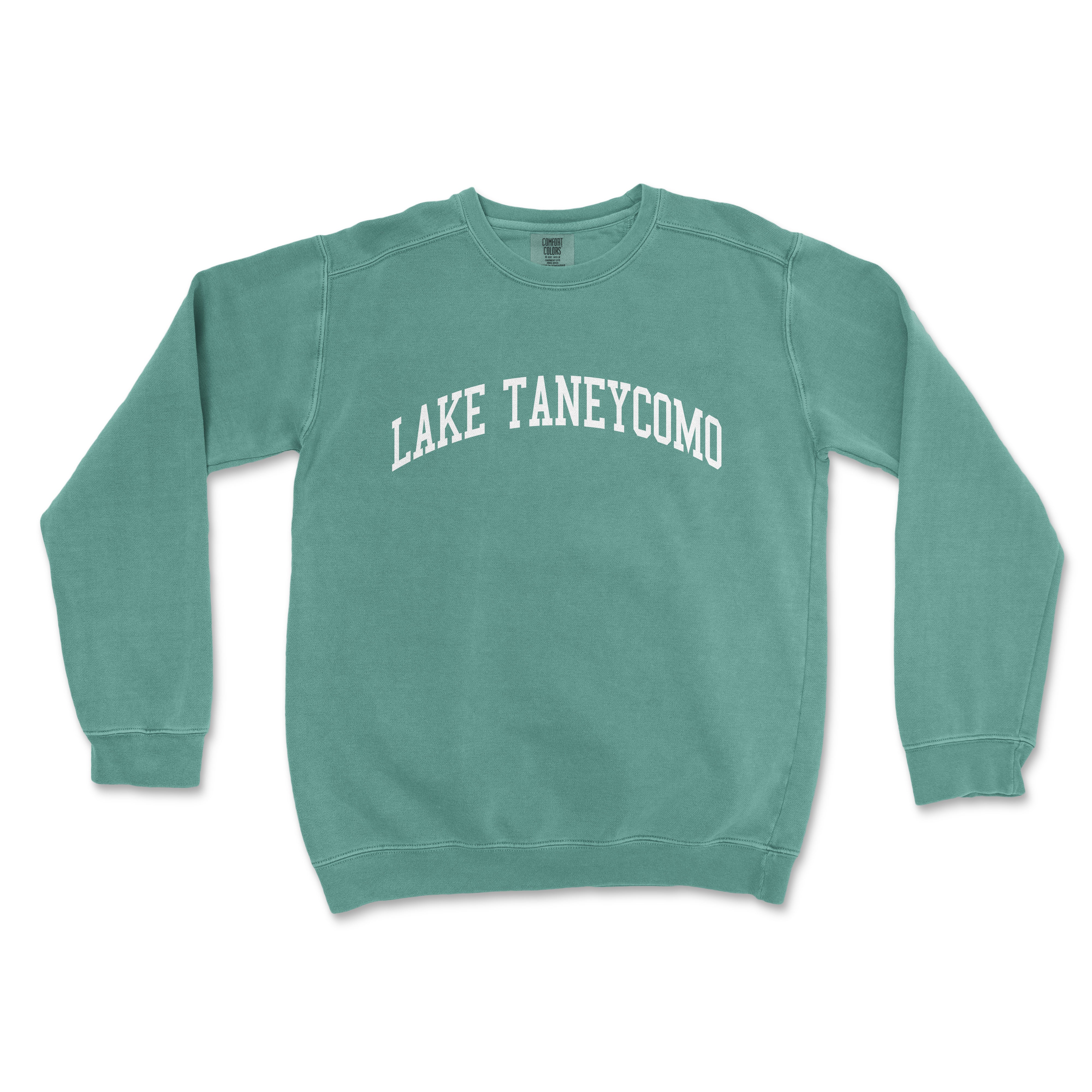 a green sweatshirt with the words lake taneycoo on it