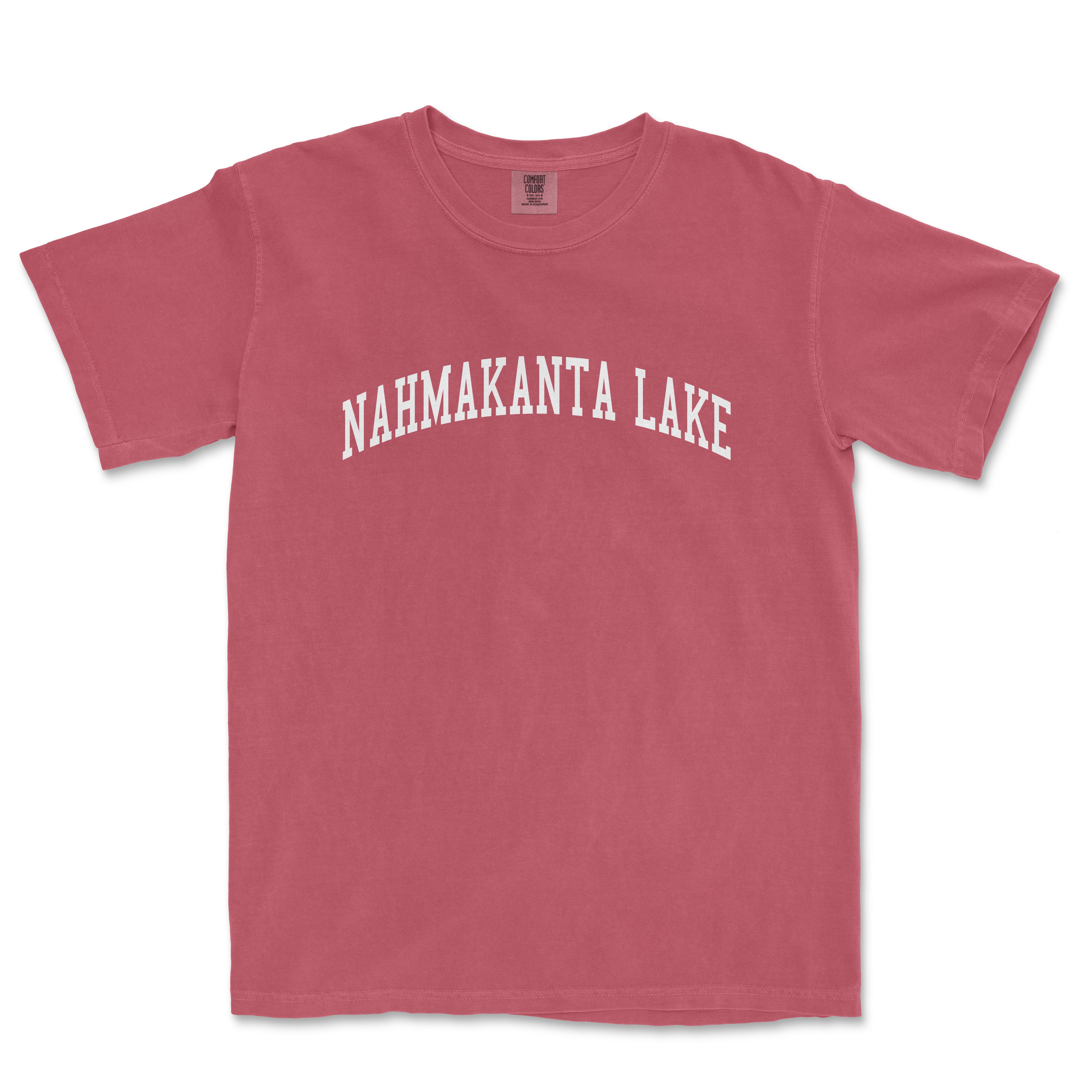 a red t - shirt with the words, nammakanta lake in white