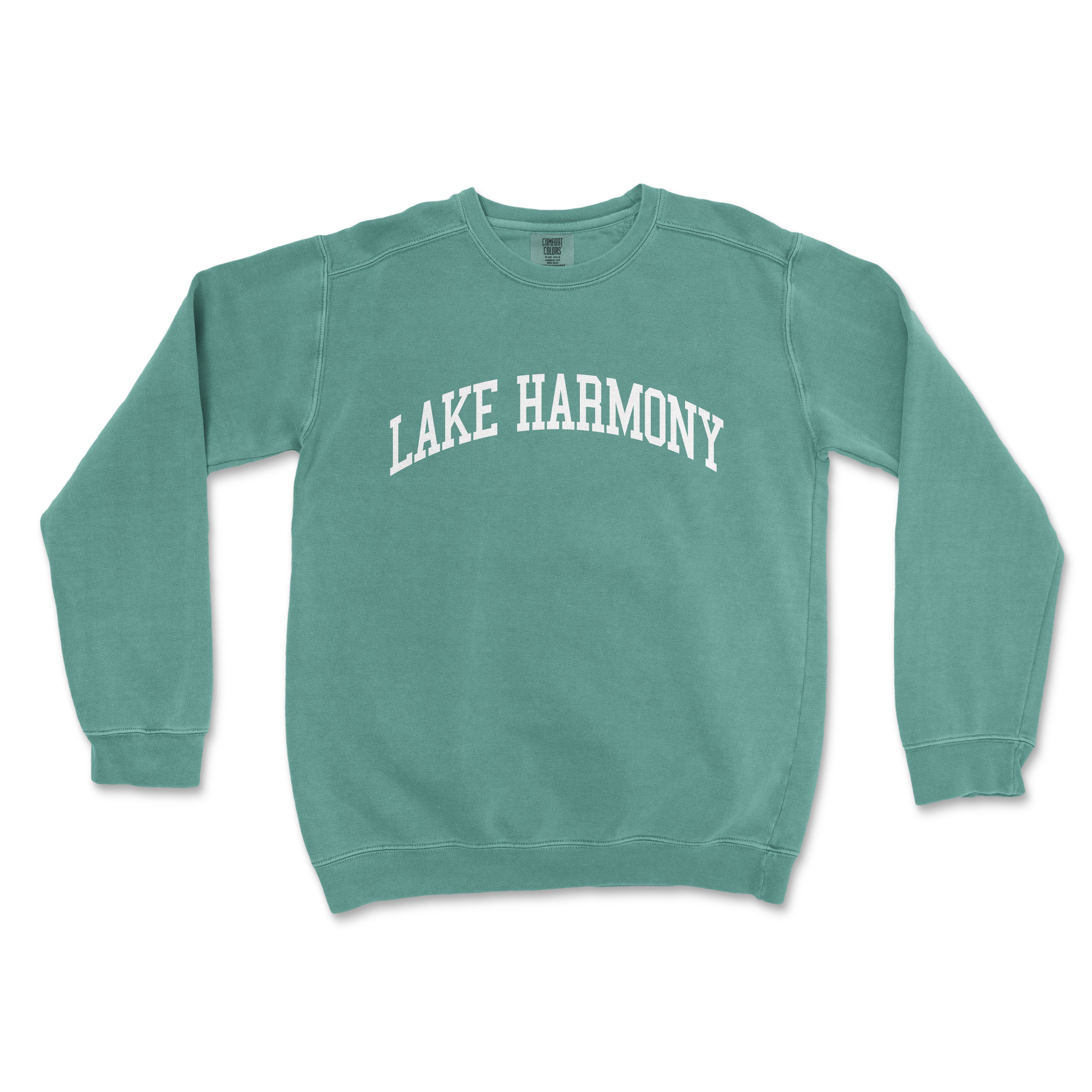 a lake harmony sweatshirt on a white background