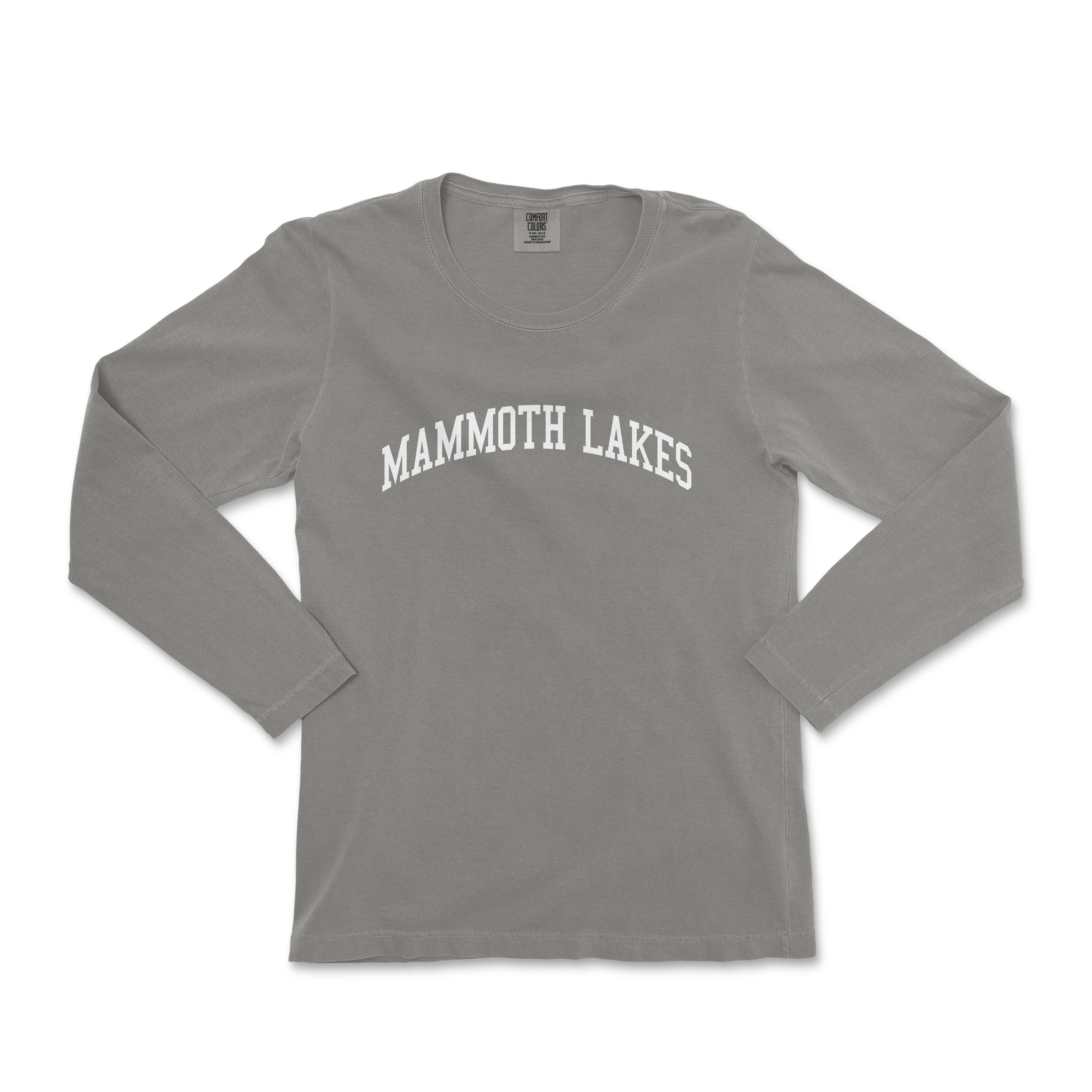 a gray long sleeve shirt that says mammoth lakes