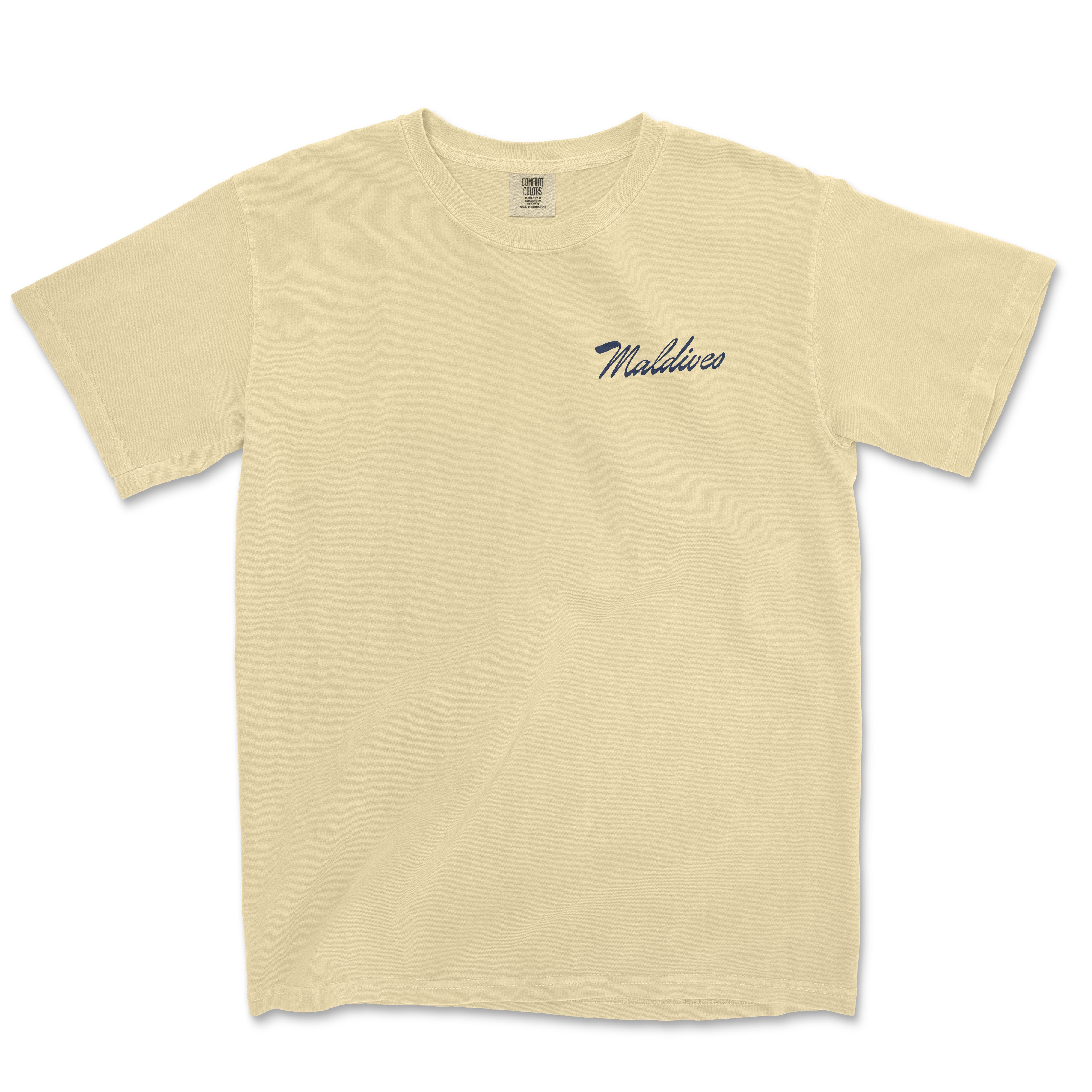 a yellow t - shirt with the word's name on it