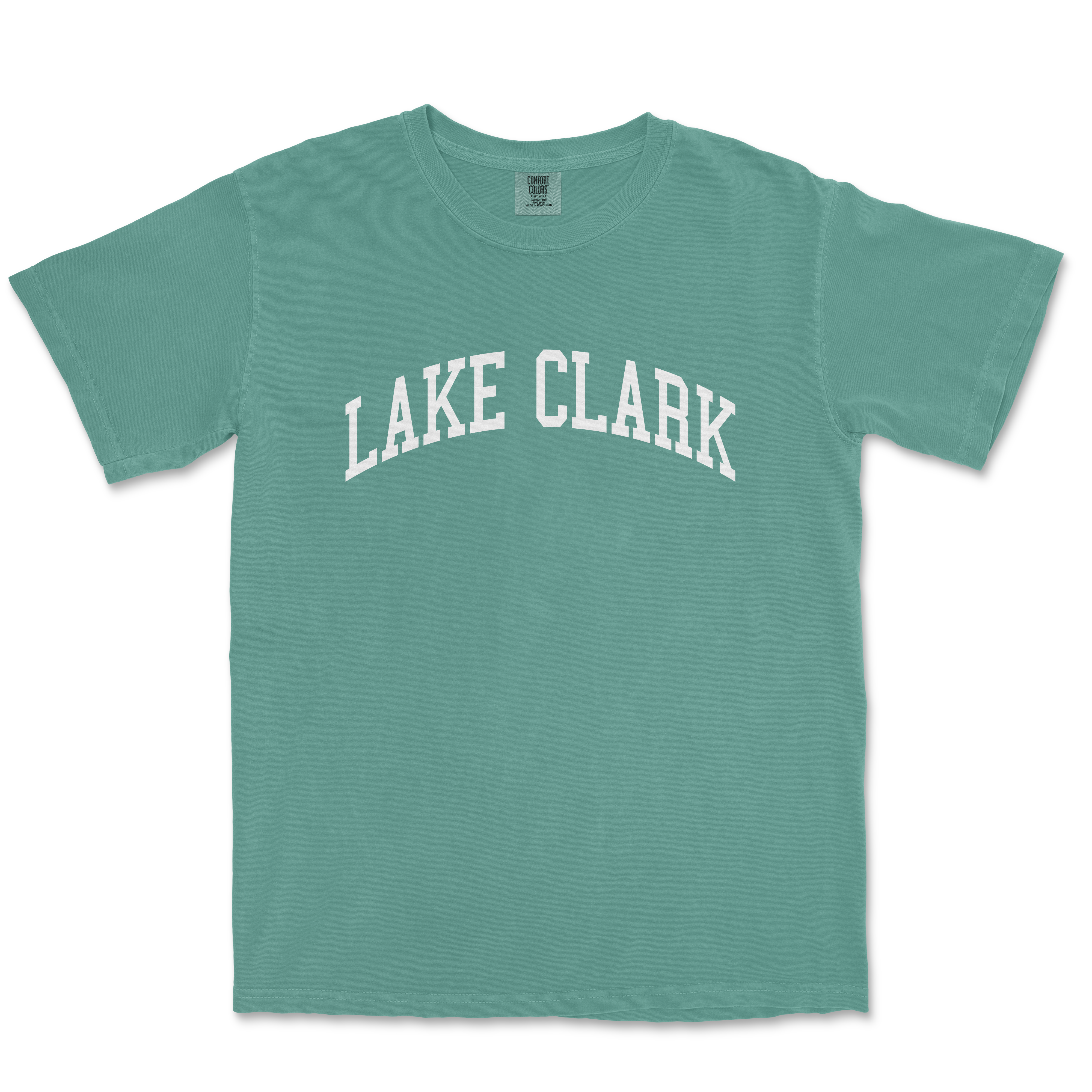 a green lake clark t - shirt with the word lake clark on it