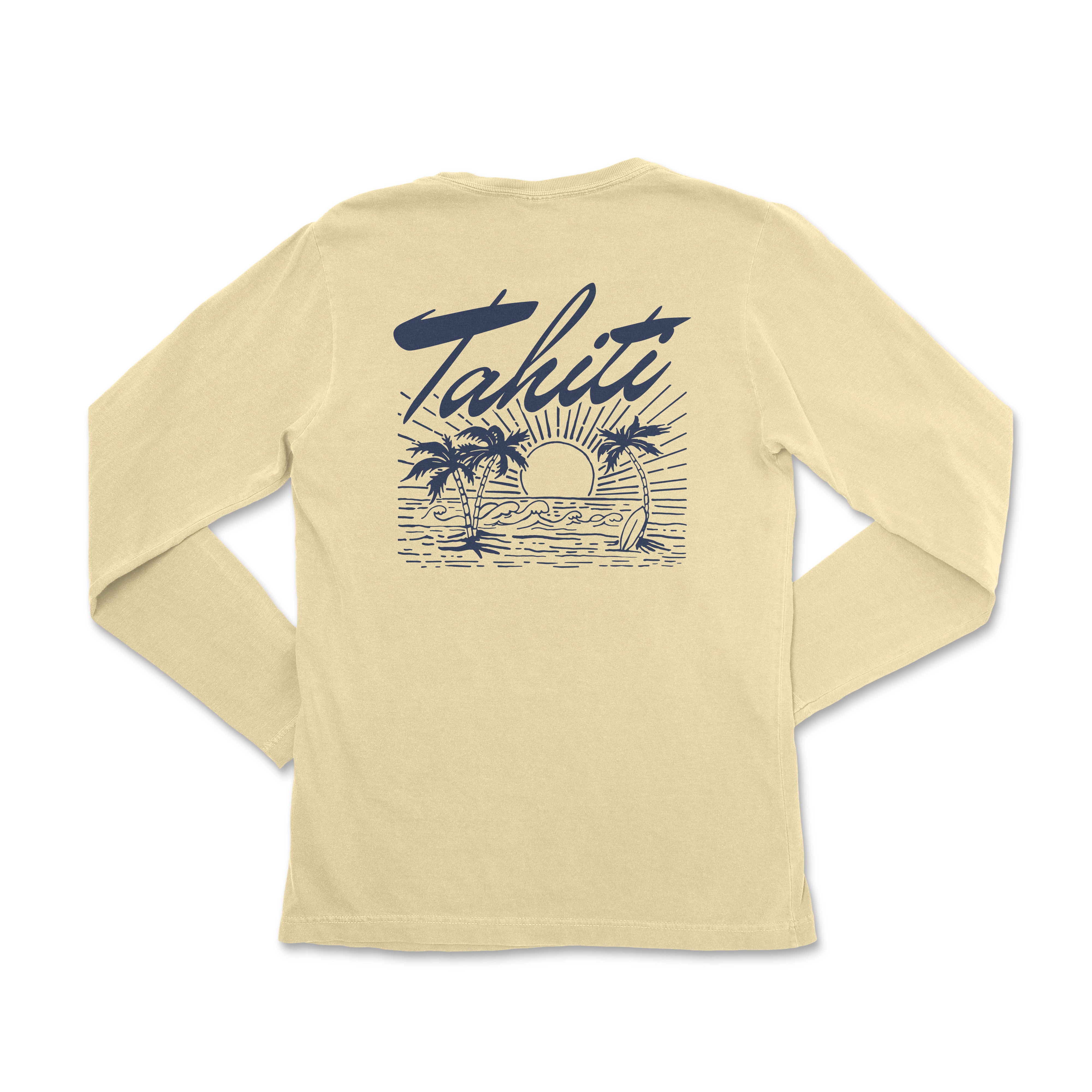 a women's long sleeve shirt with the words tahiti on it