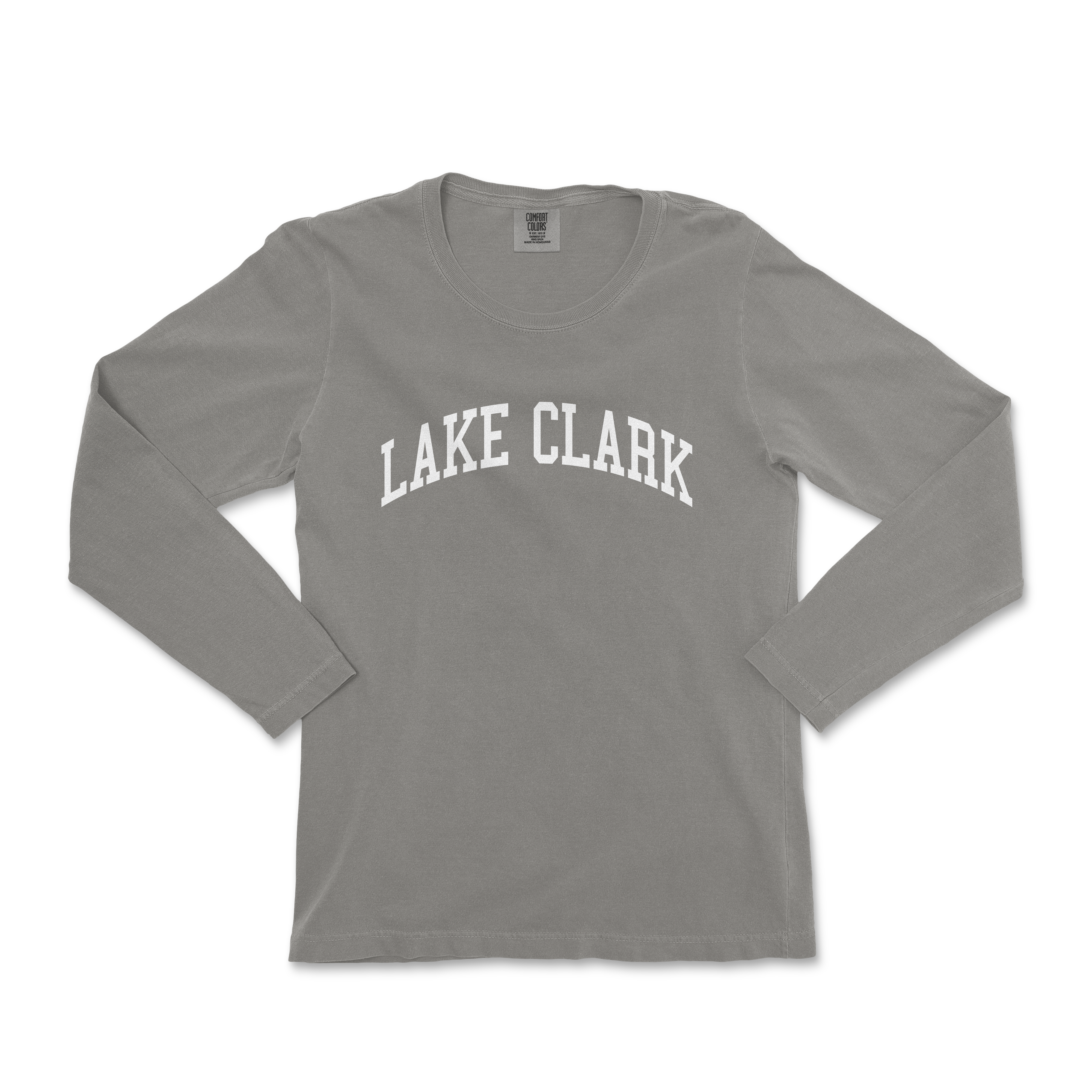 a long sleeve shirt with the word lake clark on it