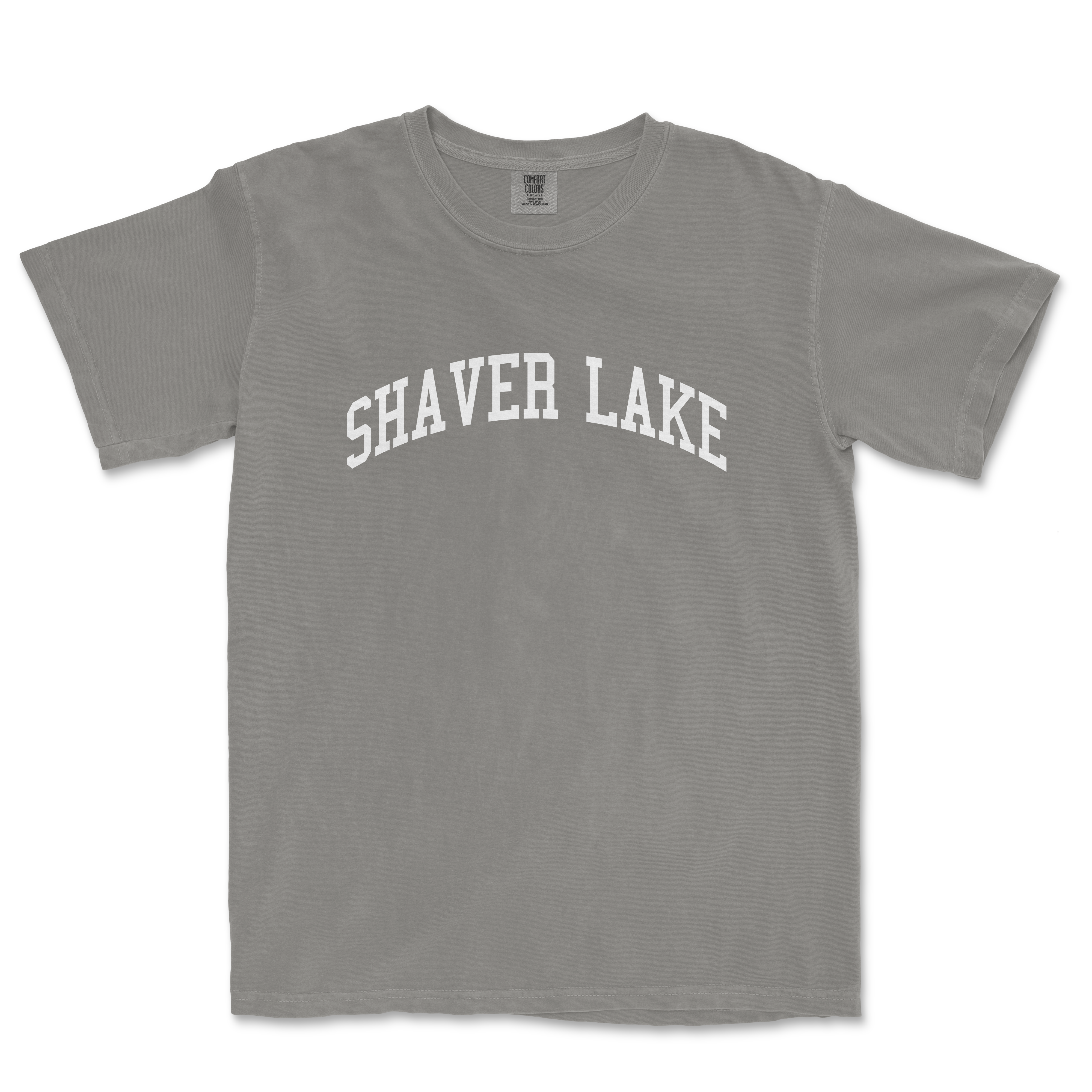 a gray shirt that says shaver lake