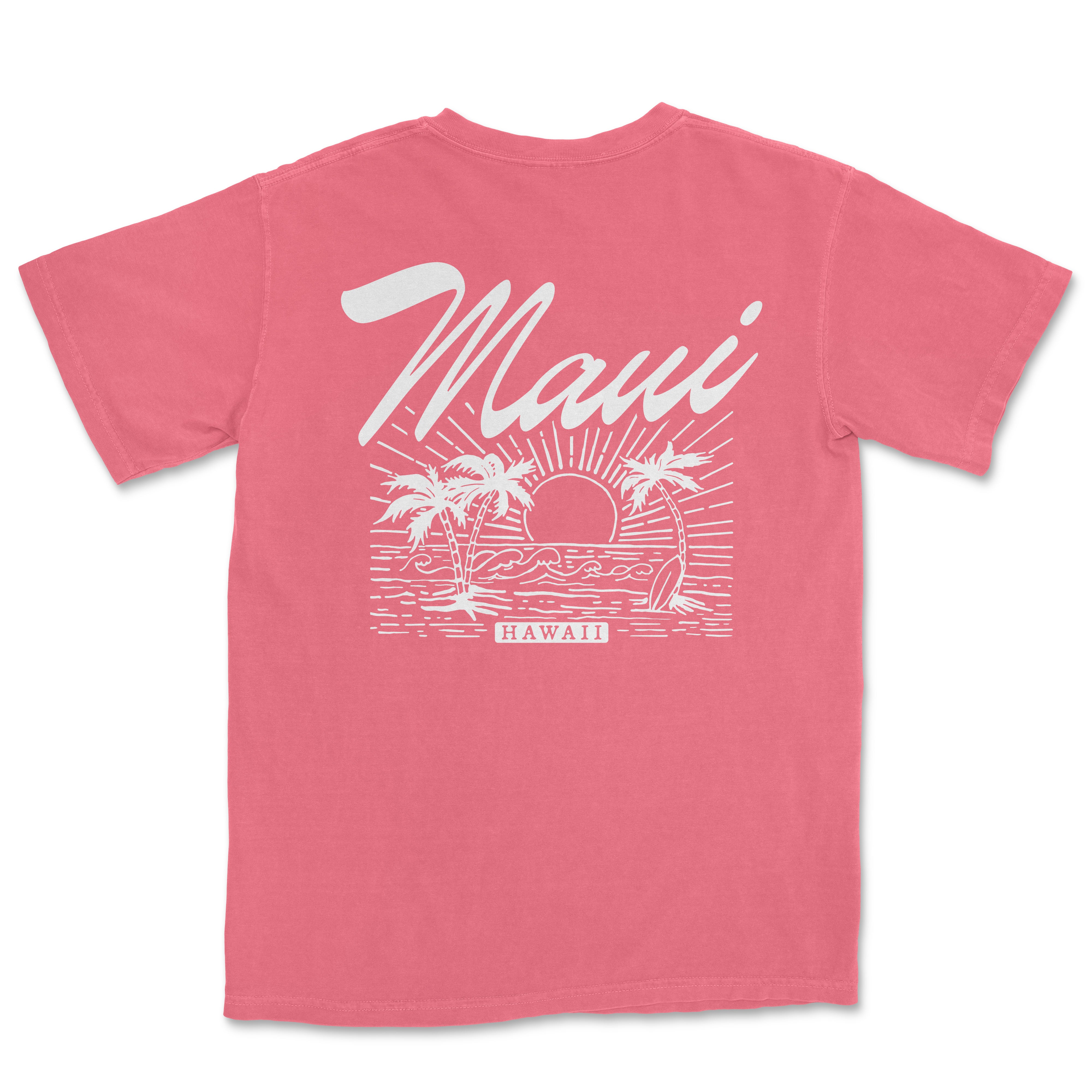 a pink t - shirt with the words hawaii on it