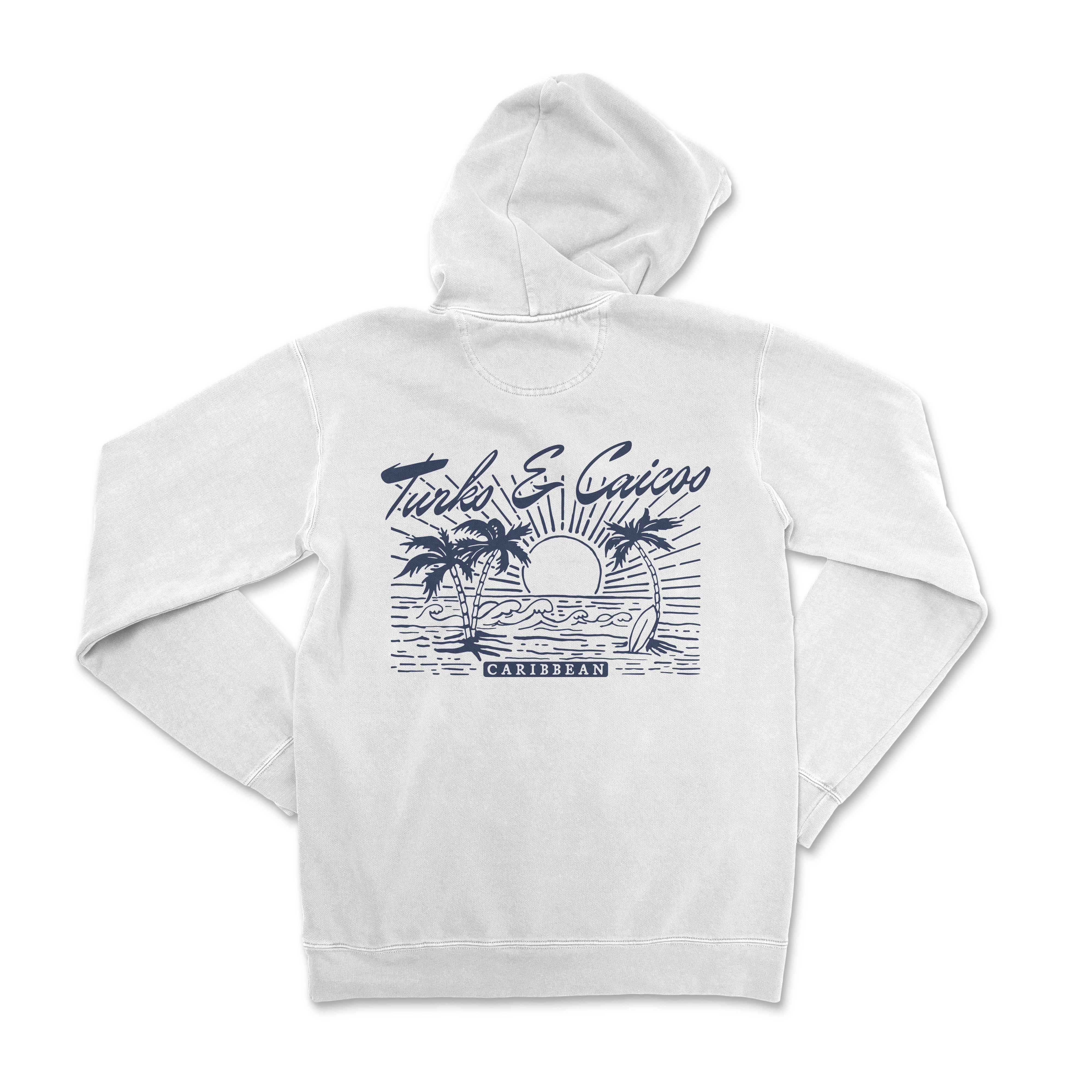 a white hoodie with a palm tree on it