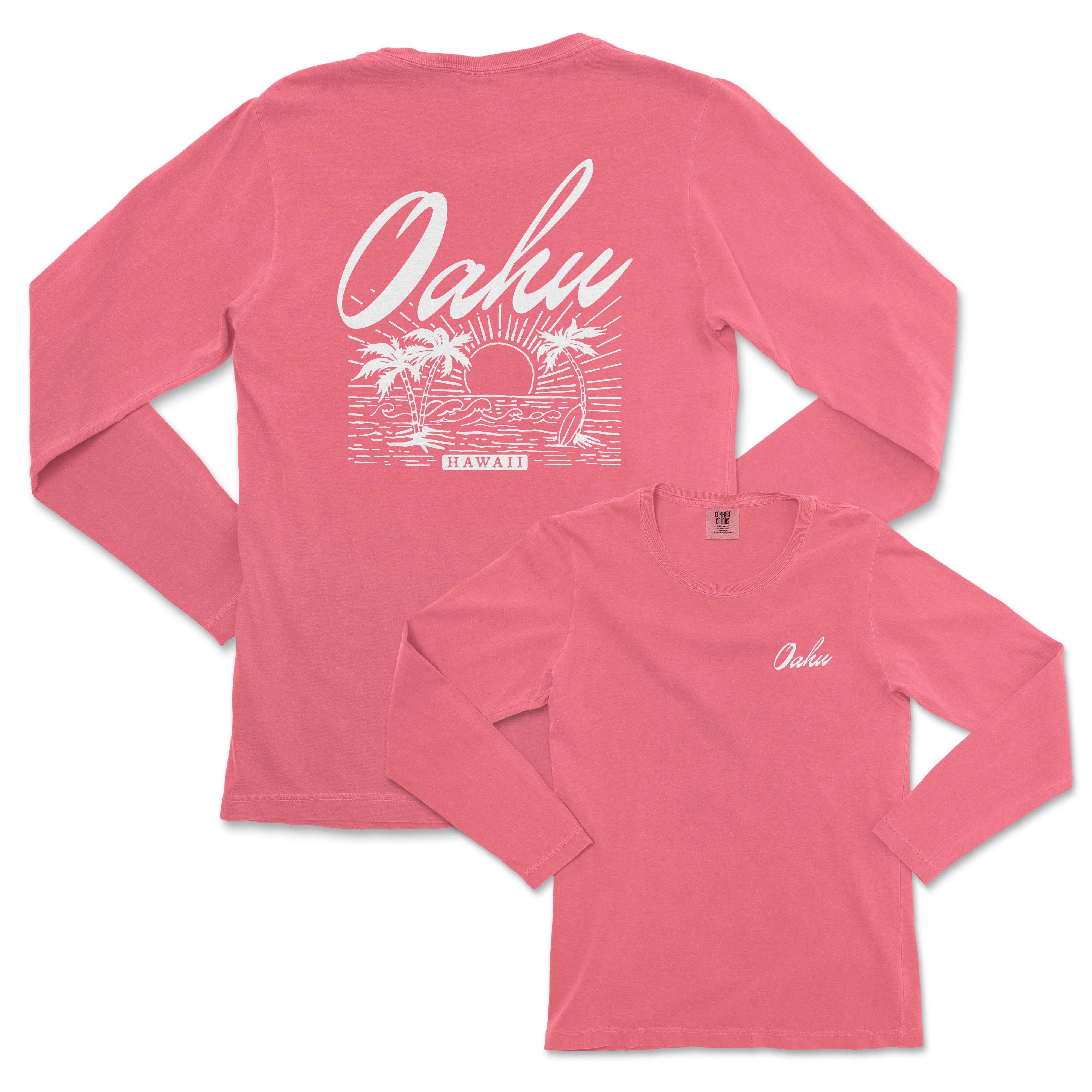 a women's pink long sleeve shirt with the words deku on it