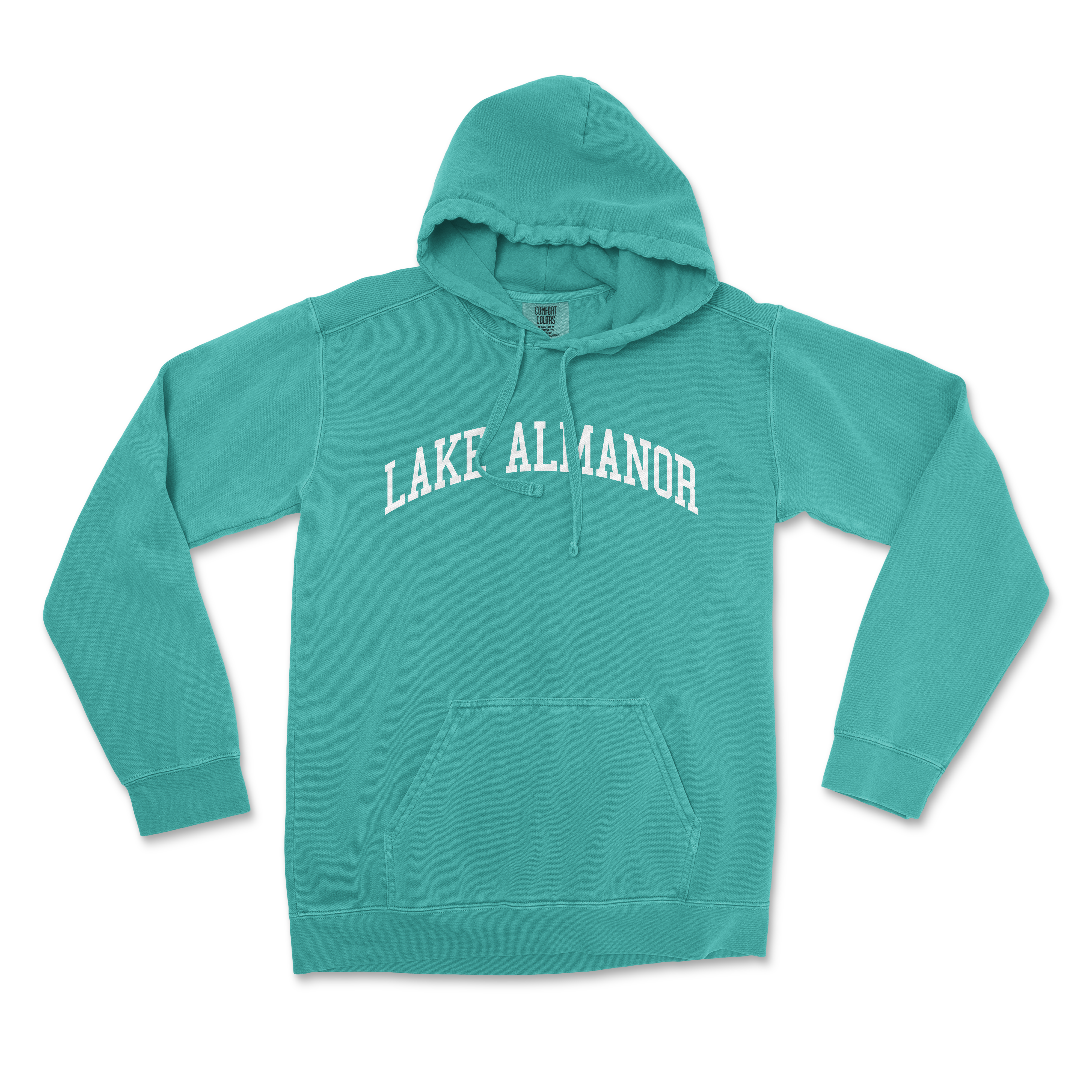 a green hoodie with the words lake alam on it