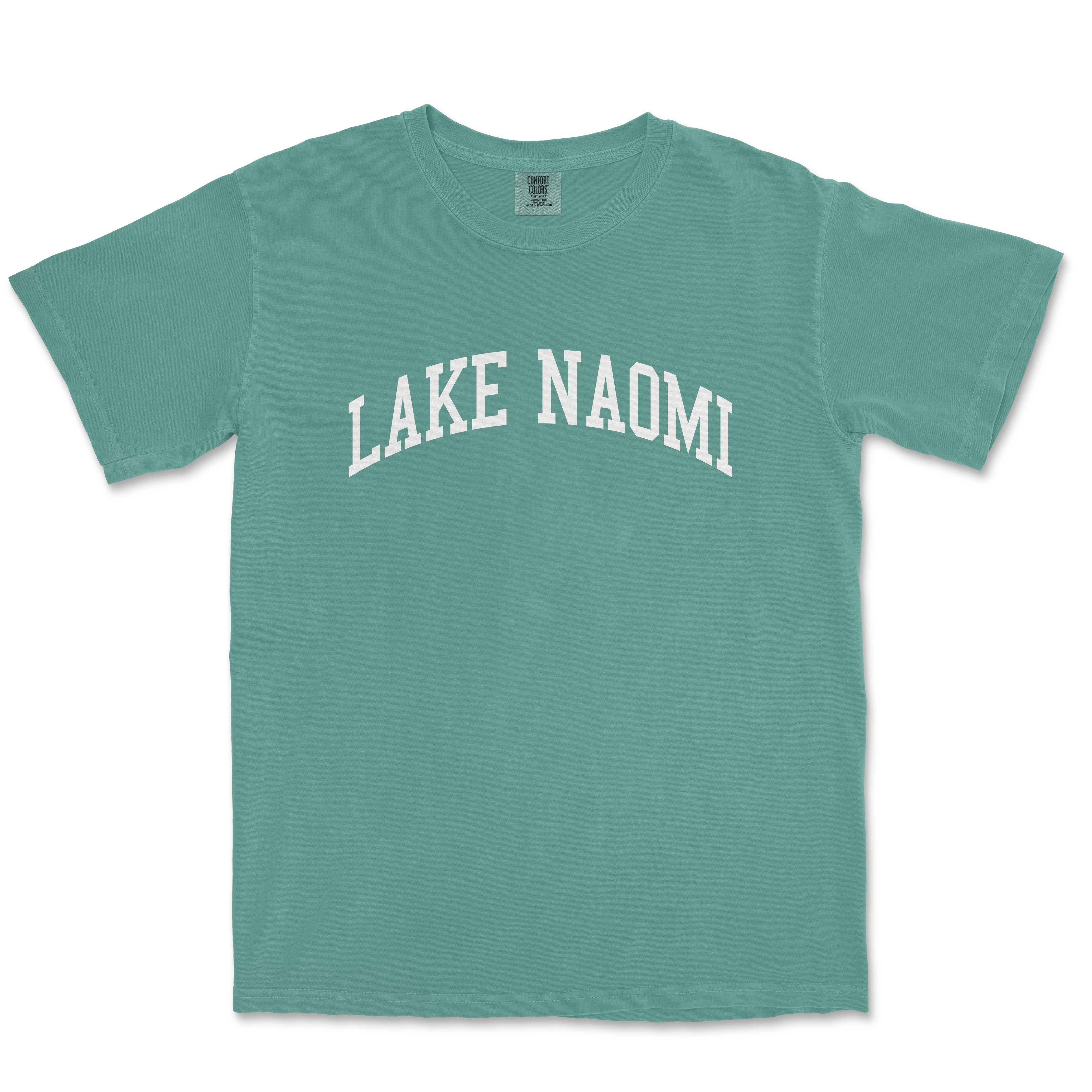 a green shirt with the words lake namomi on it