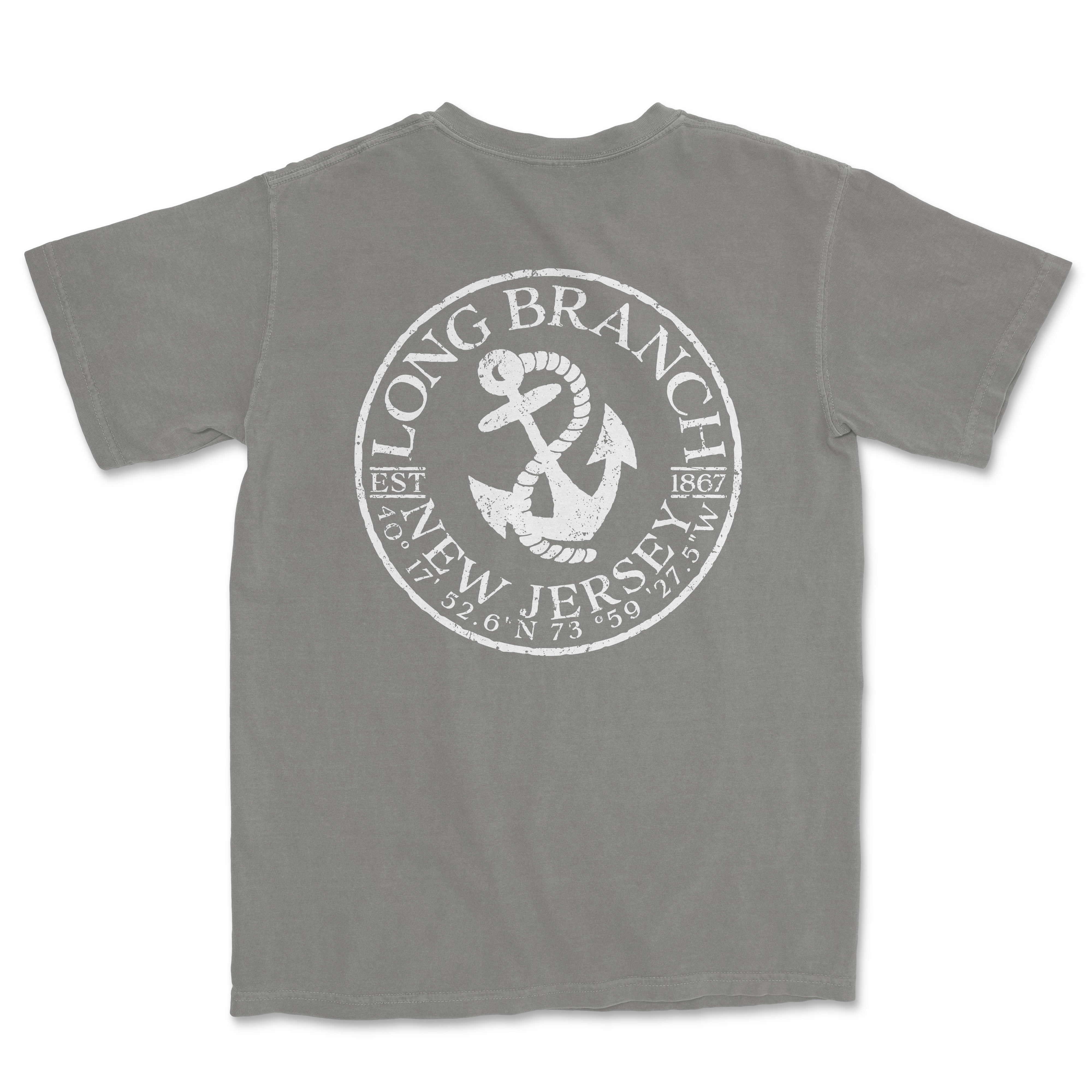 a gray t - shirt with an anchor and the words long branch on it