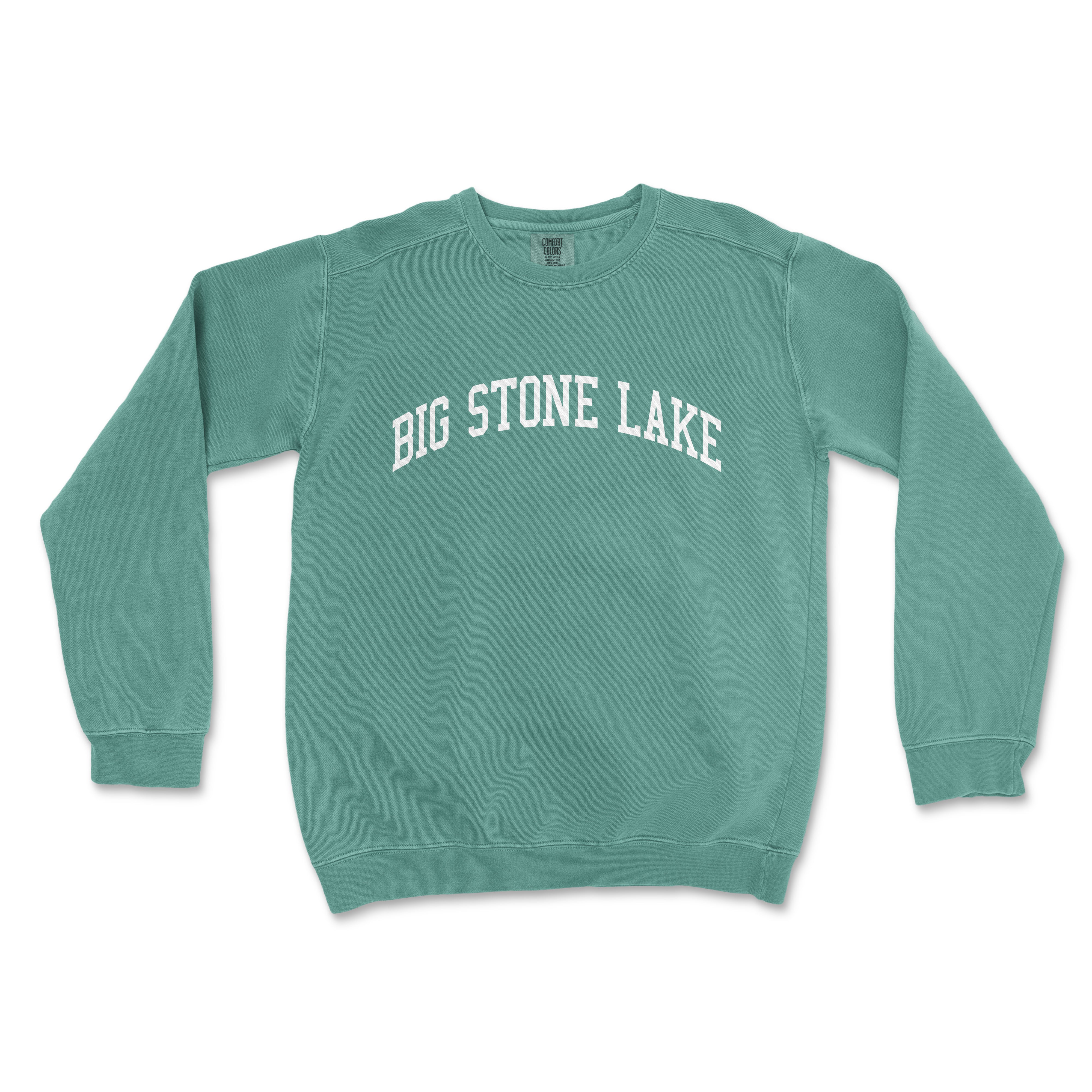 a green sweatshirt with the words big stone lake on it