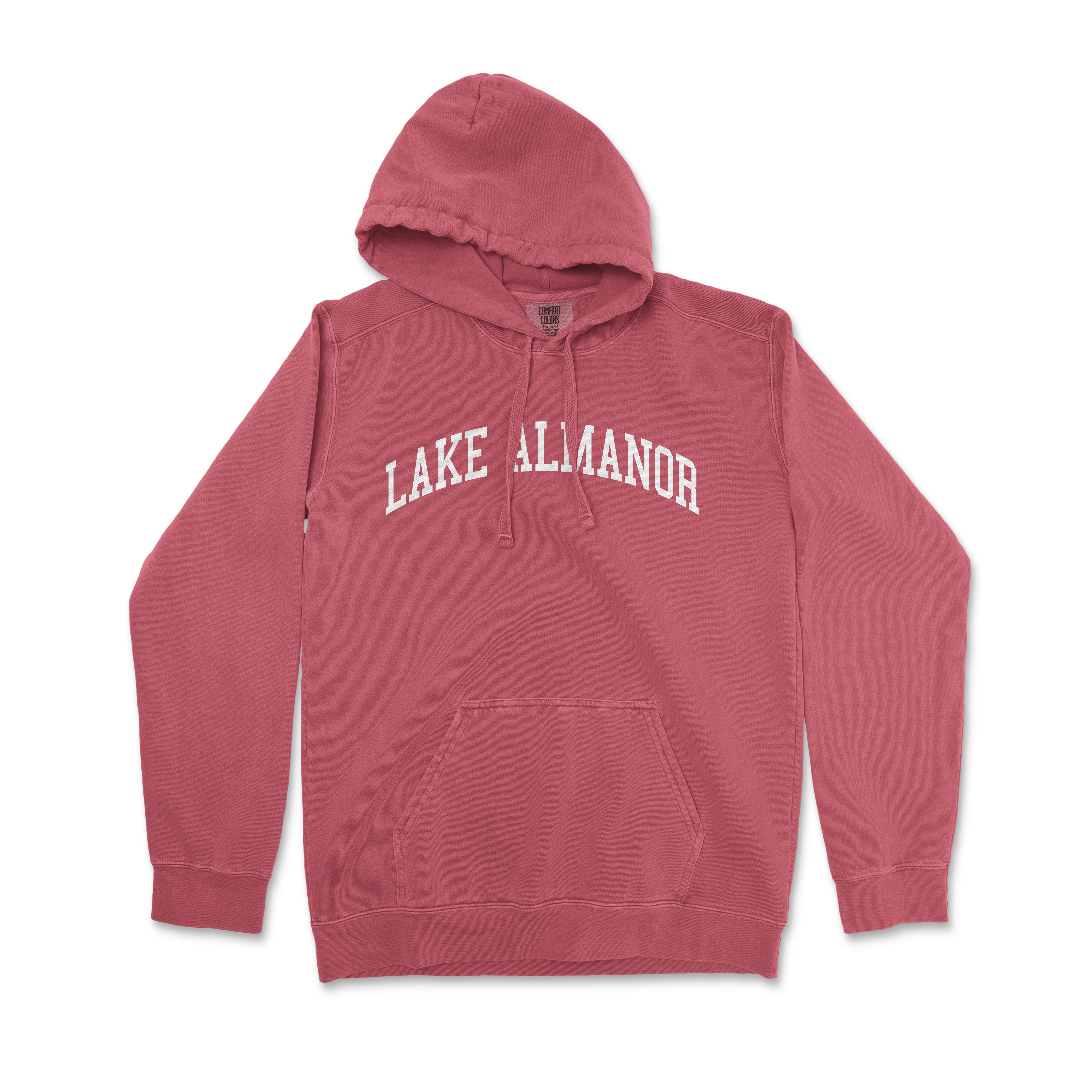 a red sweatshirt with the words lake alam on it