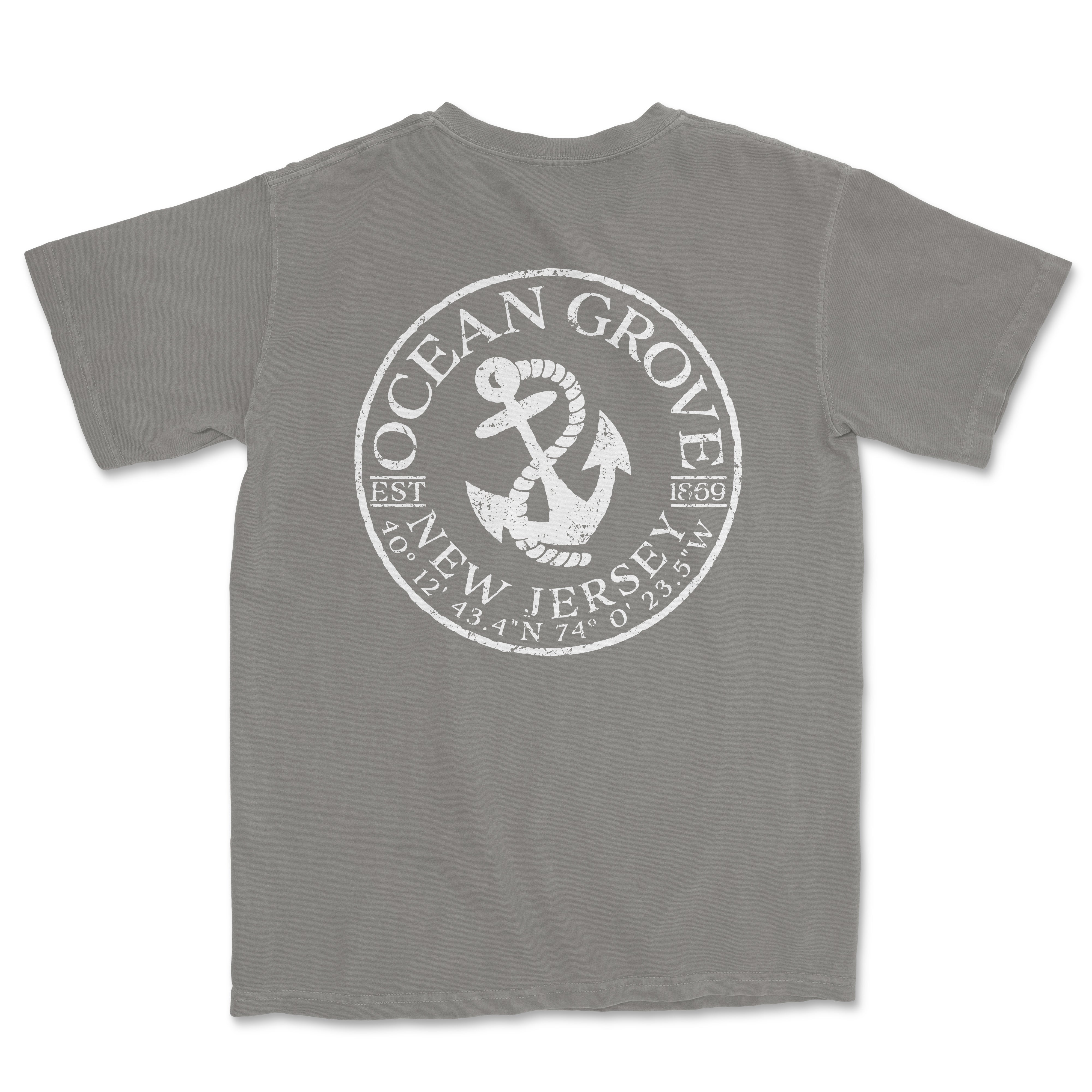 a gray t - shirt with an anchor on it