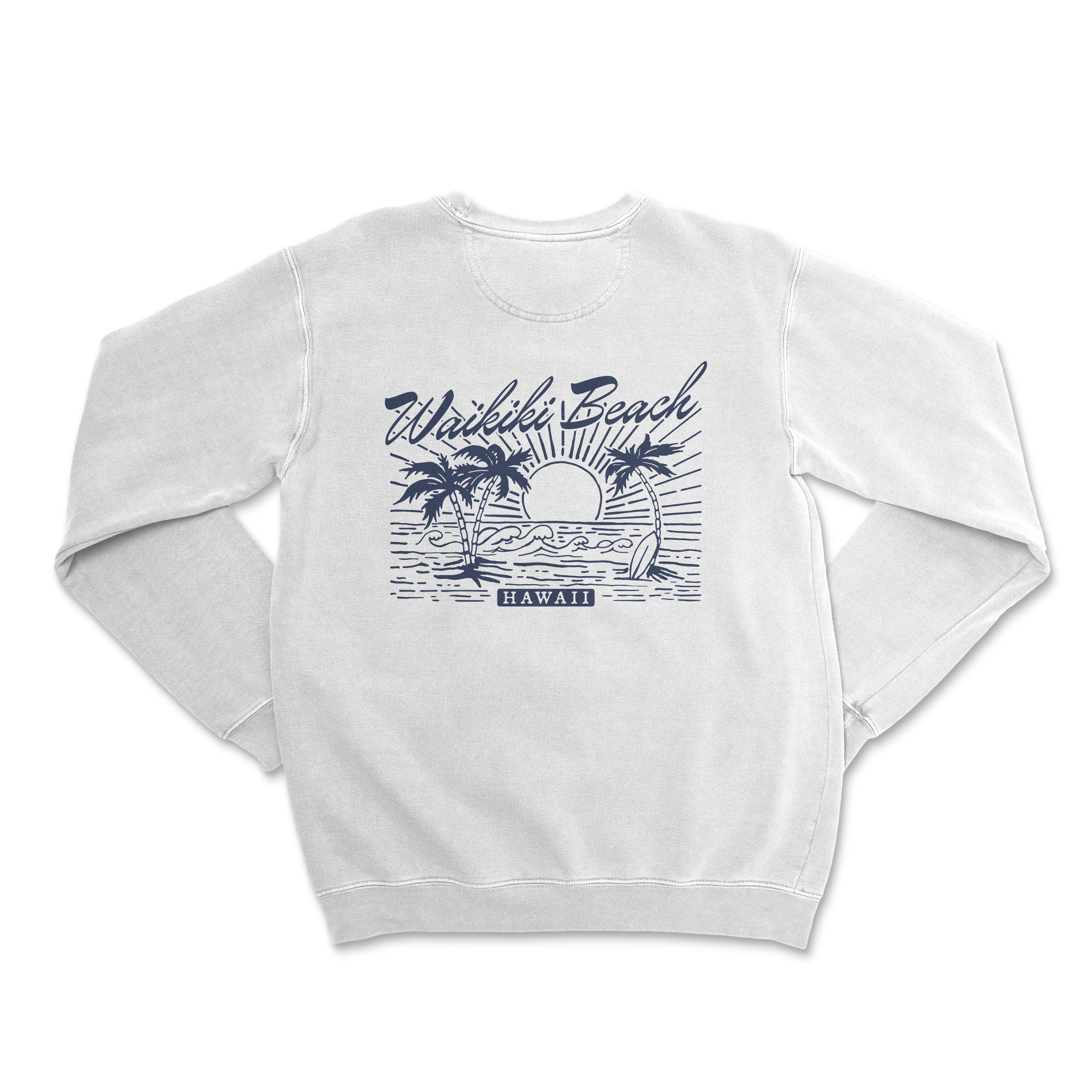 a white sweatshirt with a palm tree on it