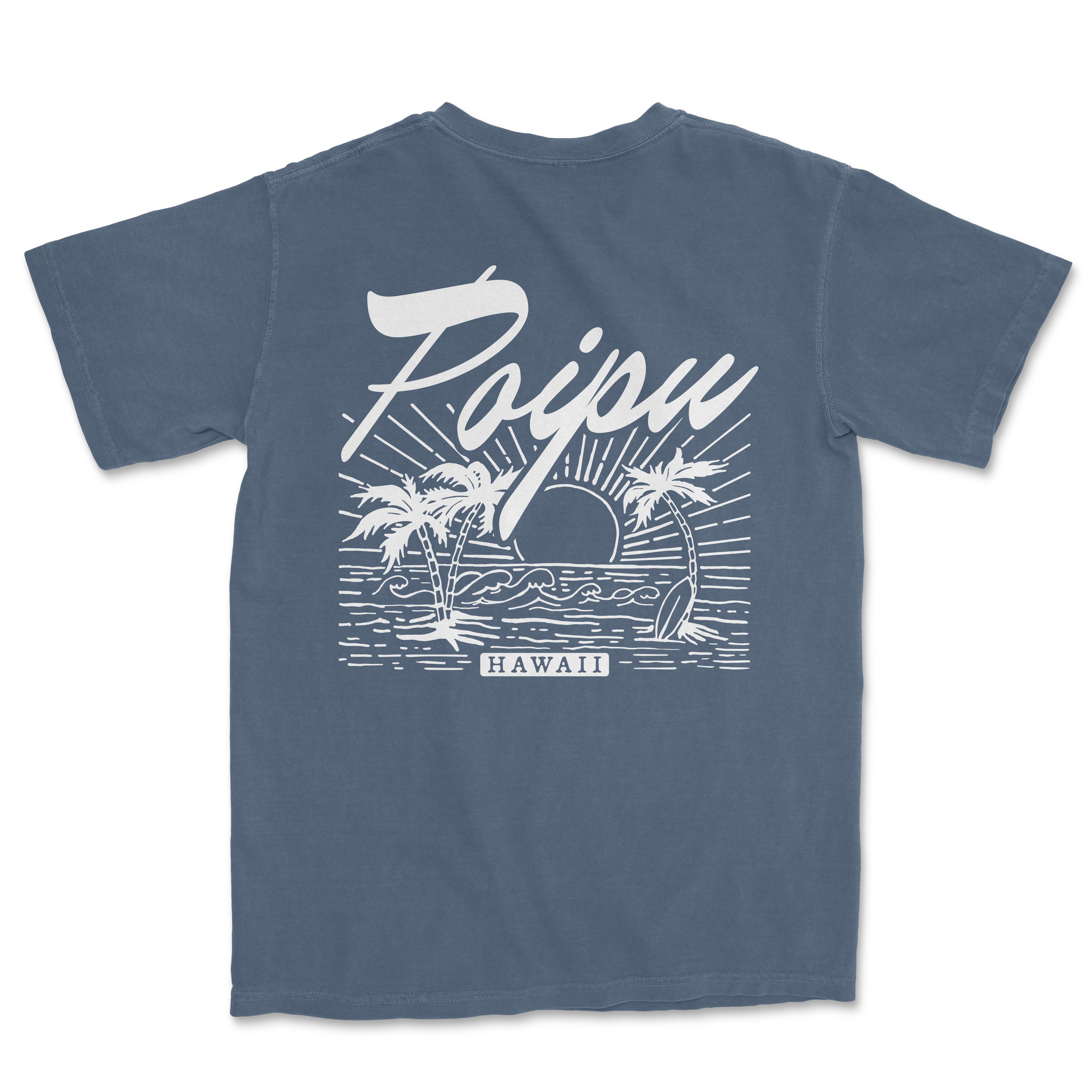 a blue t - shirt that says enjoy hawaii