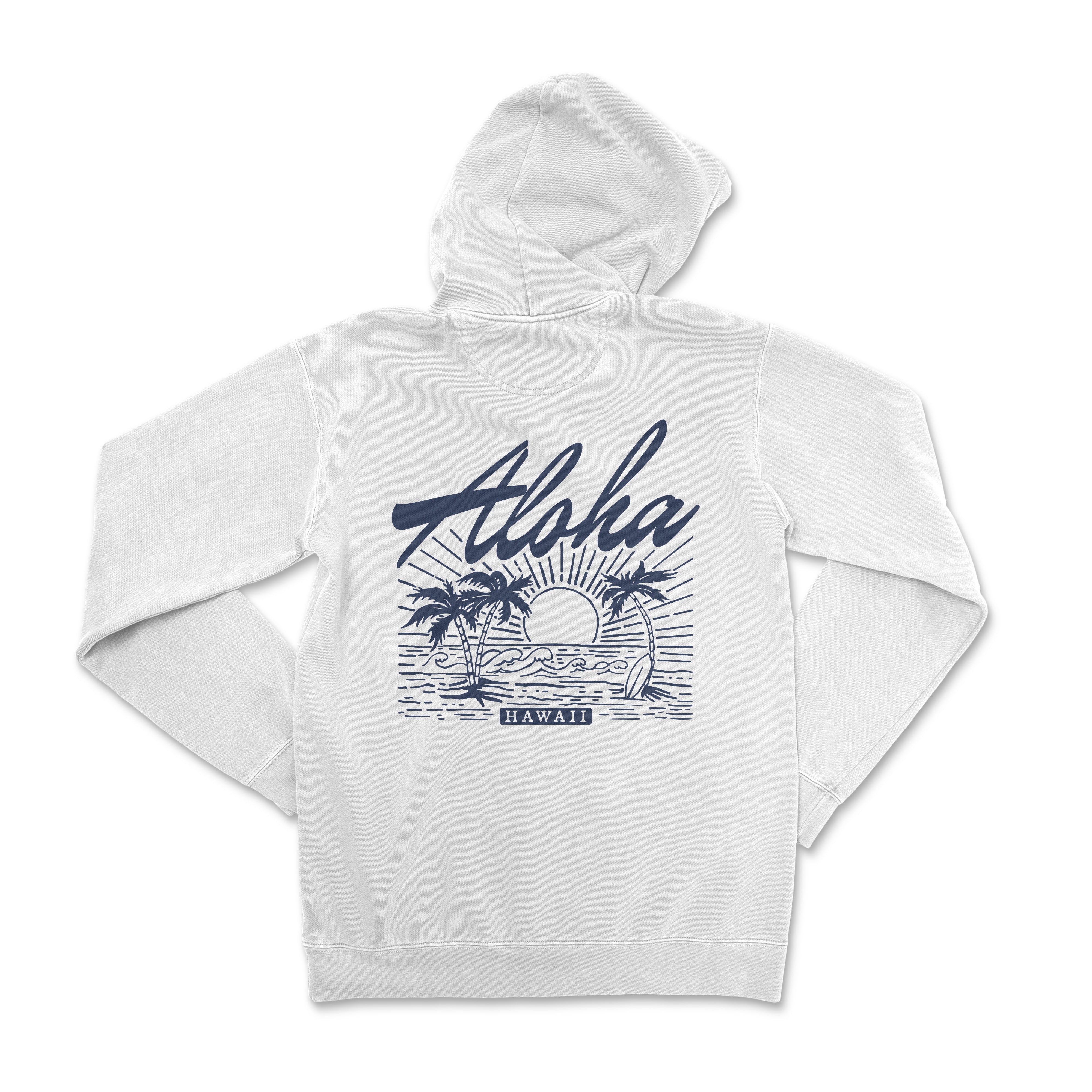 a white hoodie with the words aloha on it