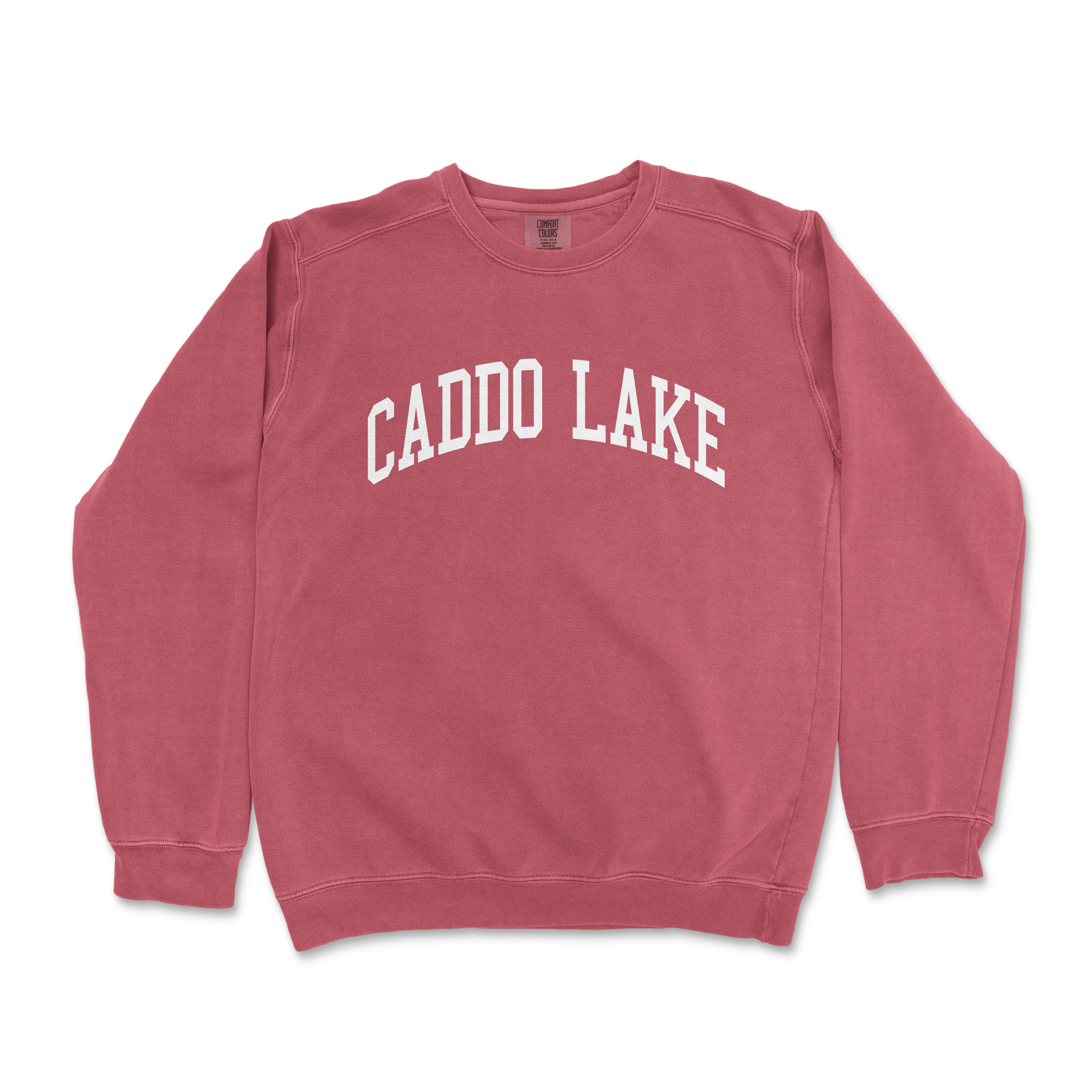 a red sweatshirt with the words caddo lake on it