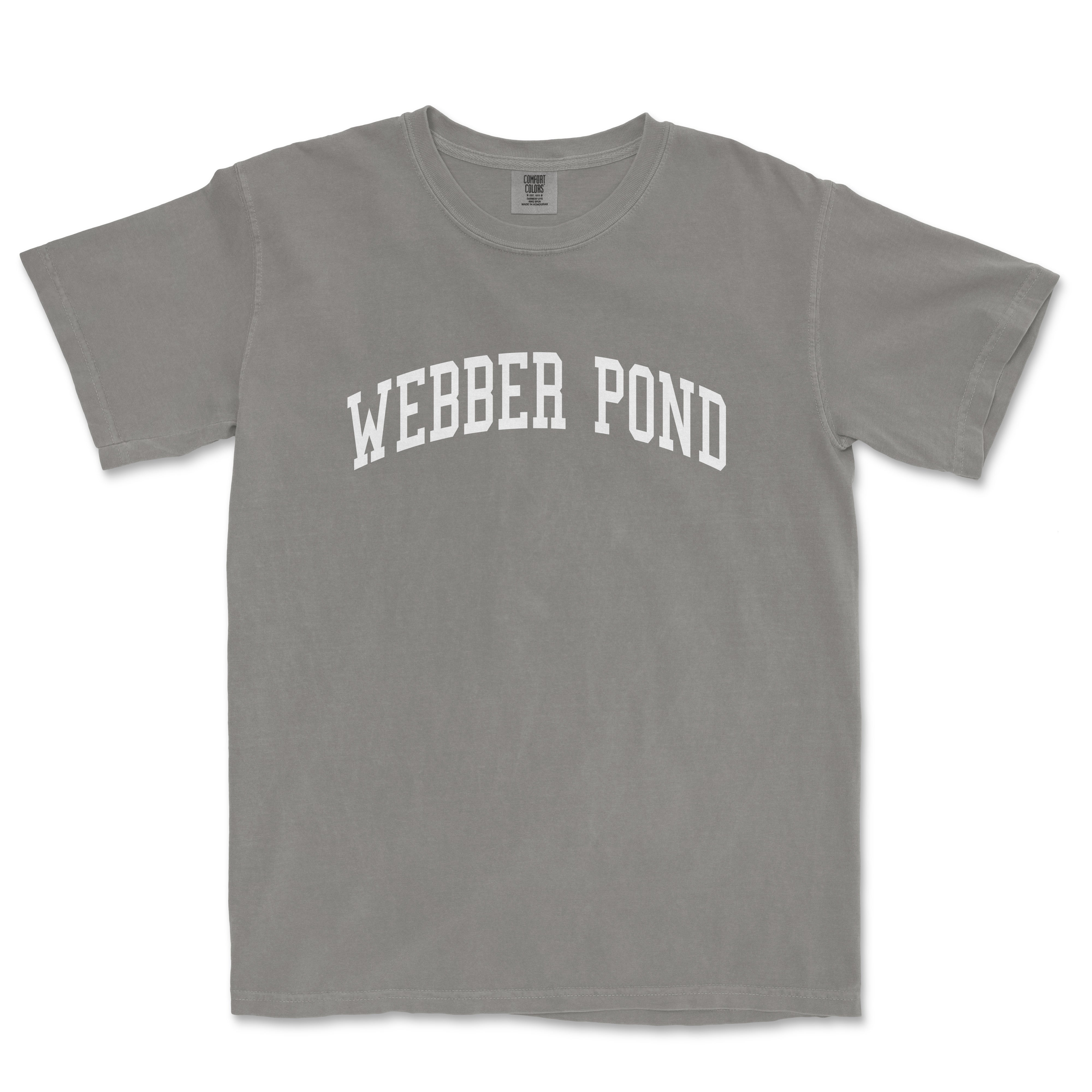 a grey t - shirt with the word weeber pond on it